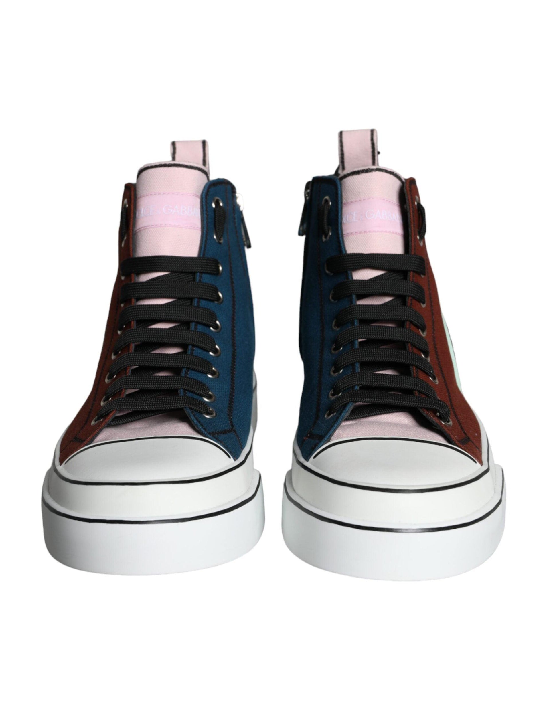 Dolce & Gabbana Multicolor Patchwork High Top Sneaker Shoes - Arichezz.store