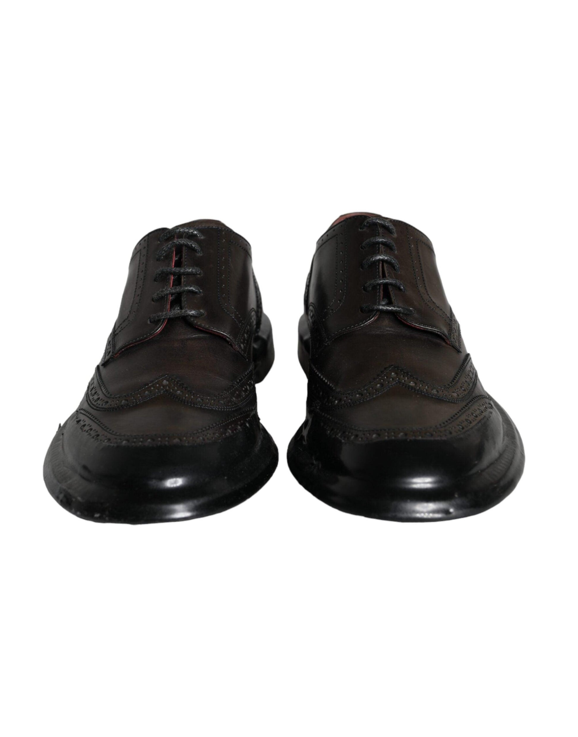 Dolce & Gabbana Black Leather Oxford Wingtip Formal Men Shoes - Arichezz.store