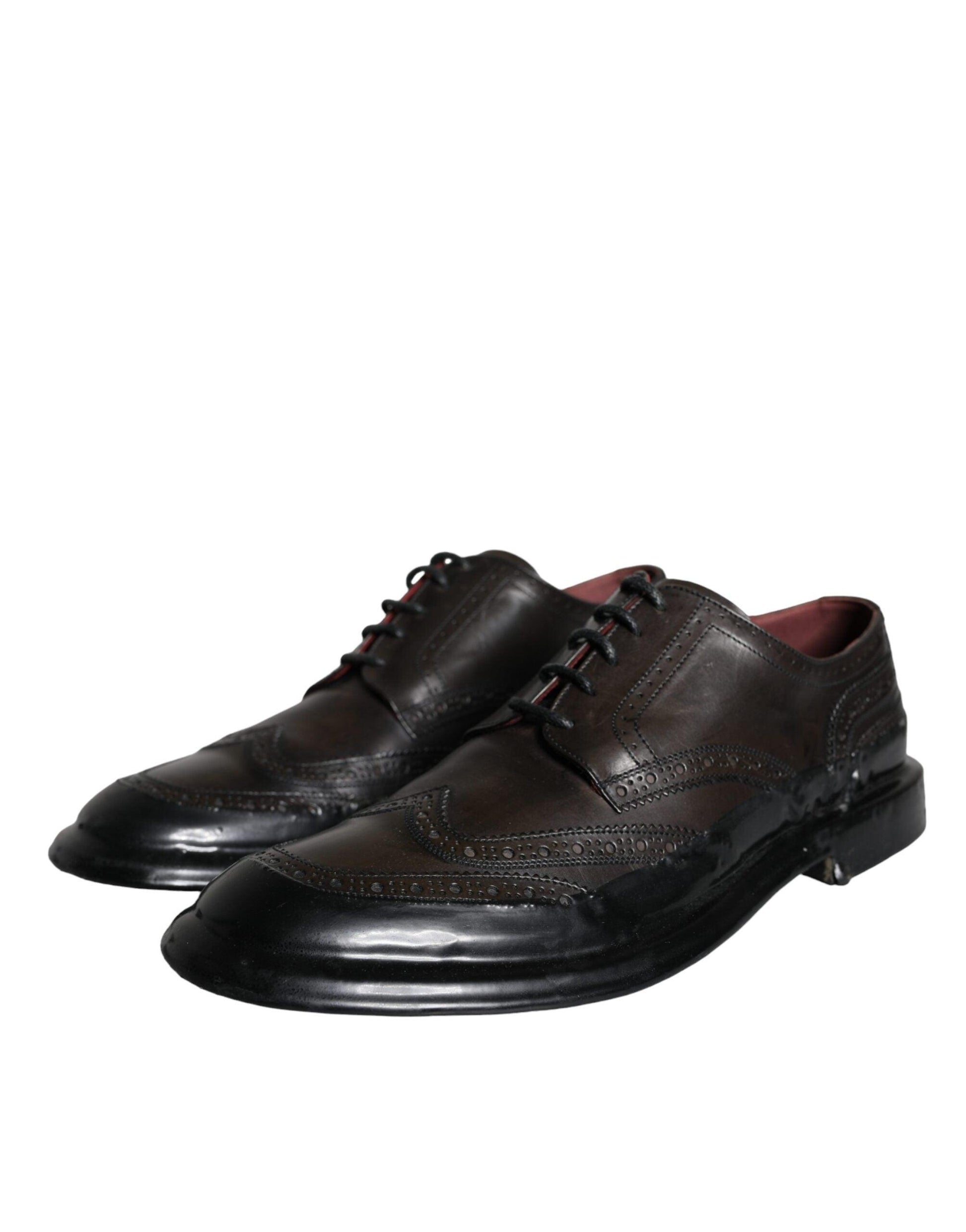 Dolce & Gabbana Black Leather Oxford Wingtip Formal Men Shoes - Arichezz.store