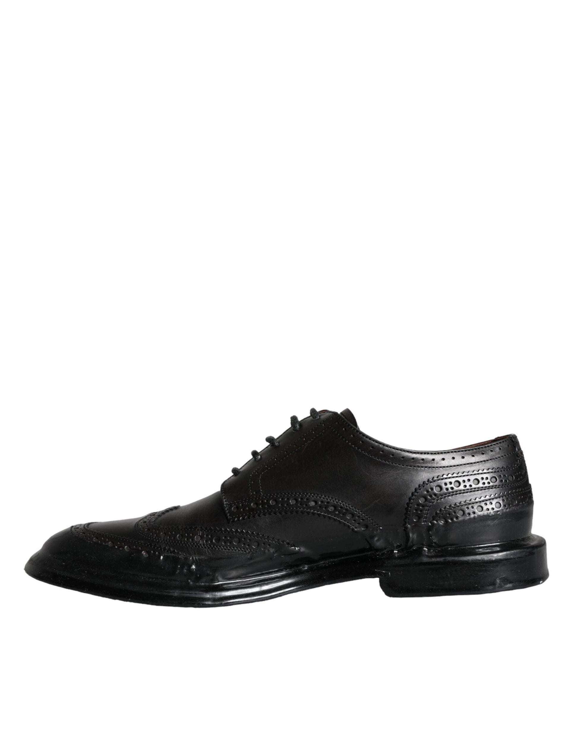 Dolce & Gabbana Black Leather Oxford Wingtip Formal Men Shoes - Arichezz.store