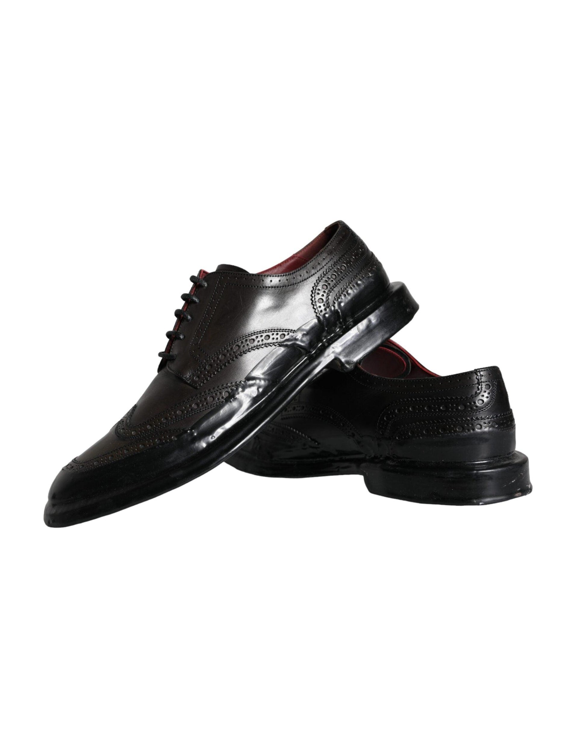 Dolce & Gabbana Black Leather Oxford Wingtip Formal Men Shoes - Arichezz.store