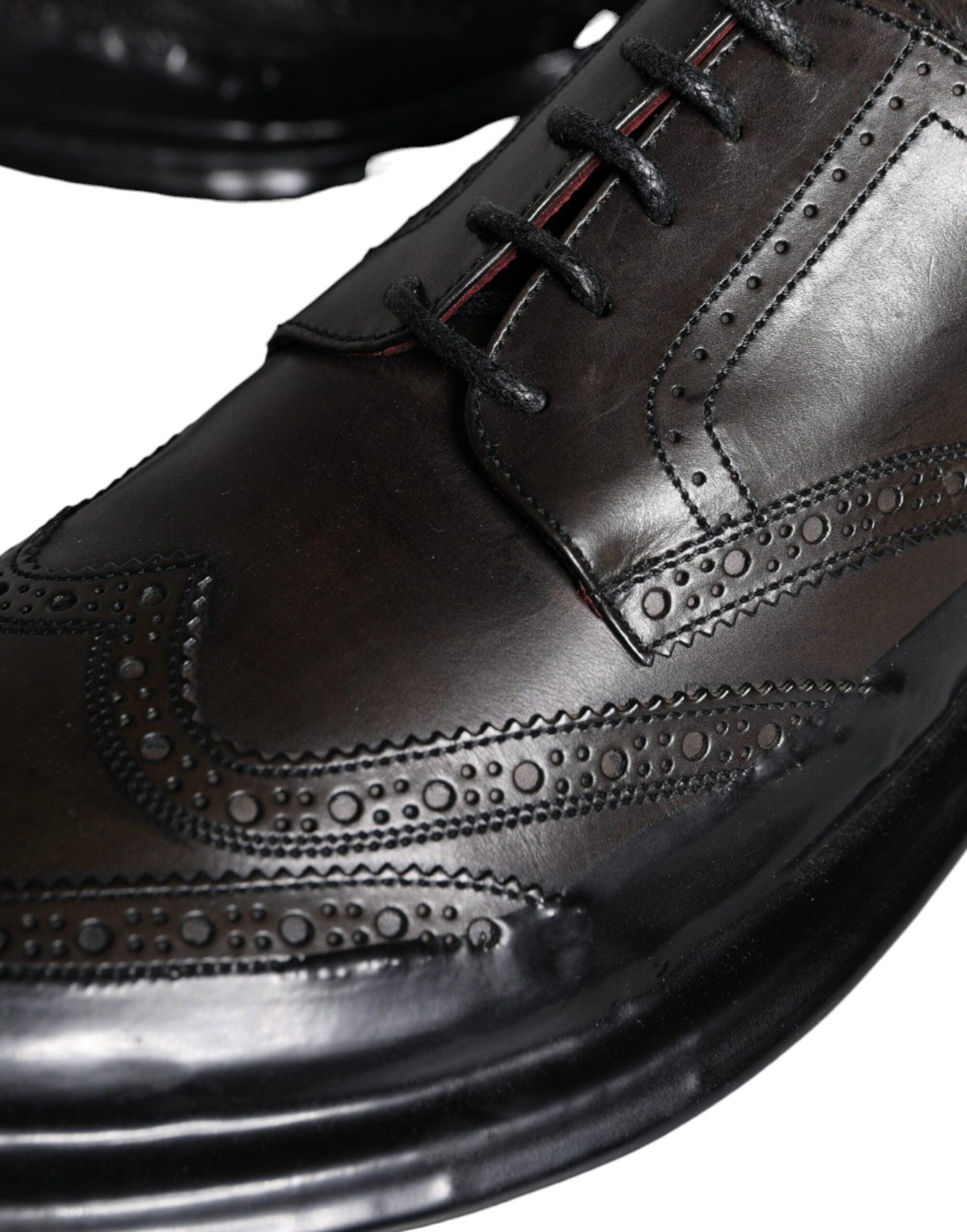 Dolce & Gabbana Black Leather Oxford Wingtip Formal Men Shoes - Arichezz.store