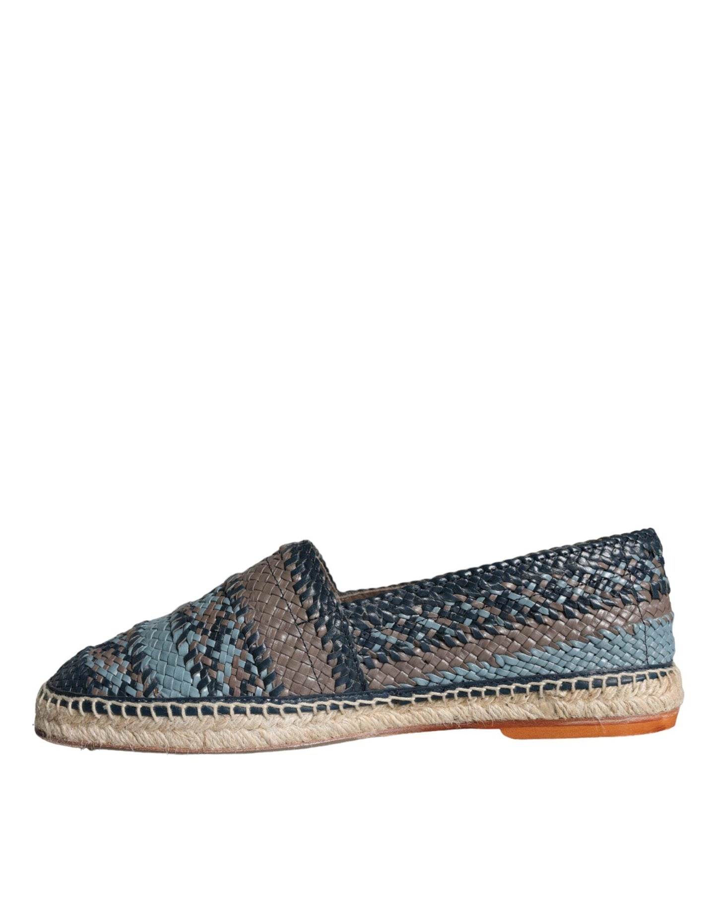 Dolce & Gabbana Blue Gray Woven Leather Buffalo Espadrille Shoes - Arichezz.store