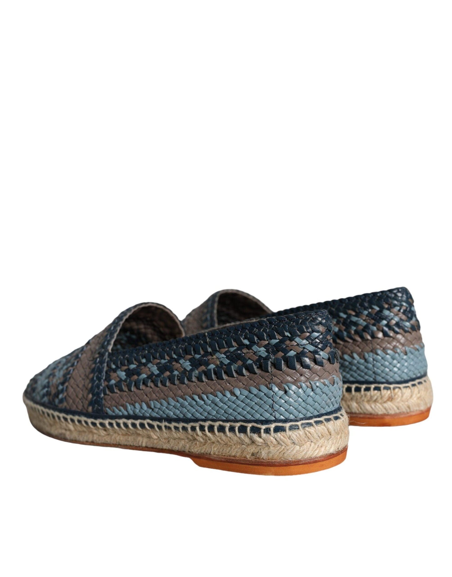 Dolce & Gabbana Blue Gray Woven Leather Buffalo Espadrille Shoes - Arichezz.store