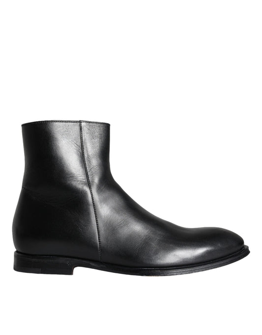 Dolce & Gabbana Black Calf Leather Men Ankle Boots Men Shoes - Arichezz.store