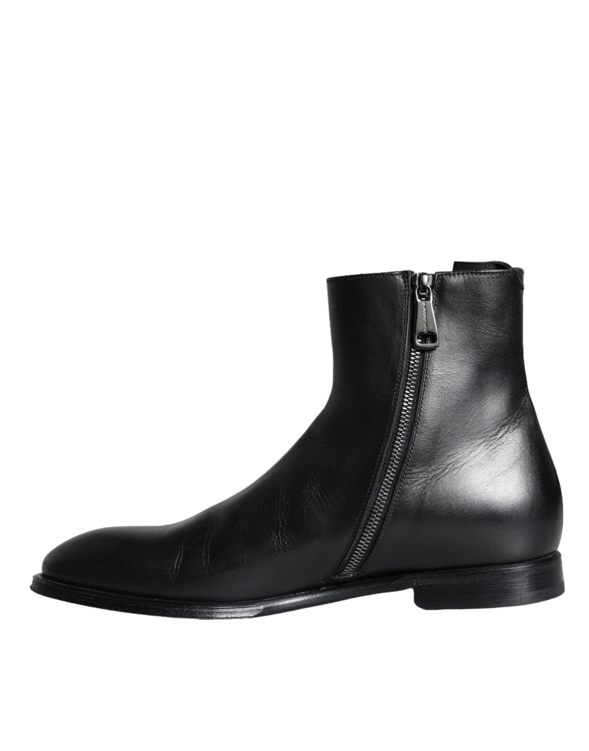 Dolce & Gabbana Black Calf Leather Men Ankle Boots Men Shoes - Arichezz.store