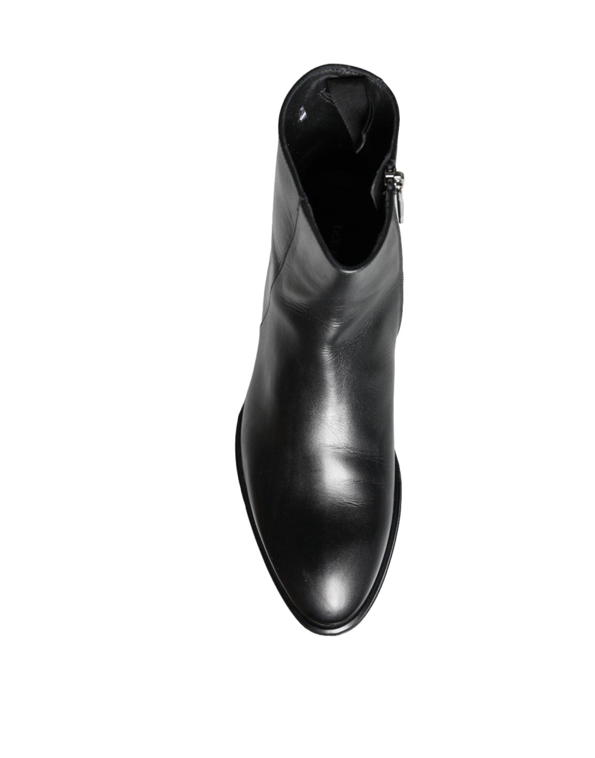 Dolce & Gabbana Black Calf Leather Men Ankle Boots Men Shoes - Arichezz.store