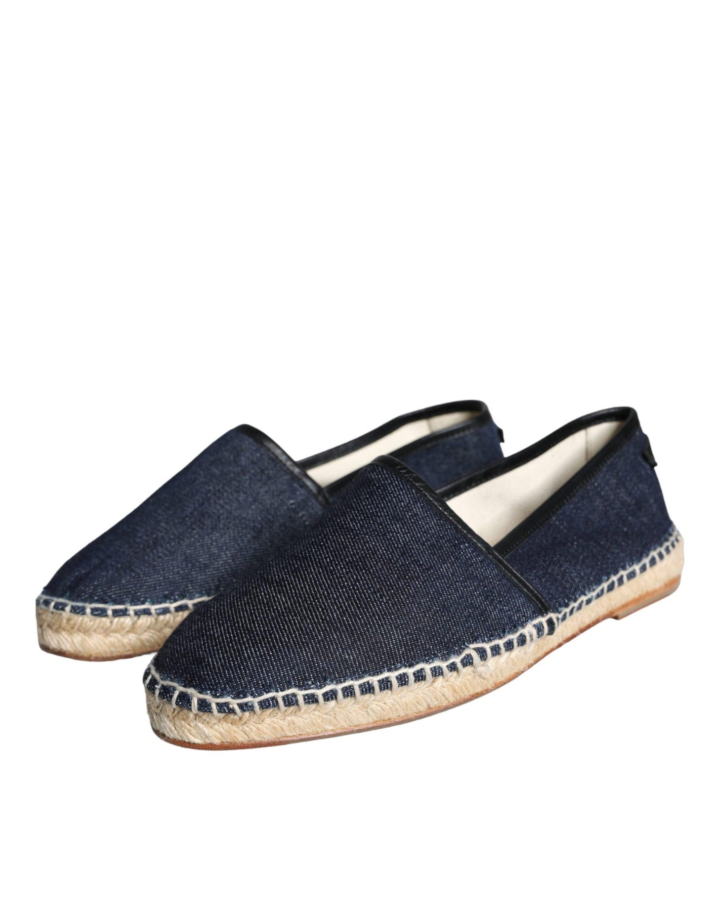 Dolce & Gabbana Blue Denim Cotton Leather Espadrilles Shoes - Arichezz.store