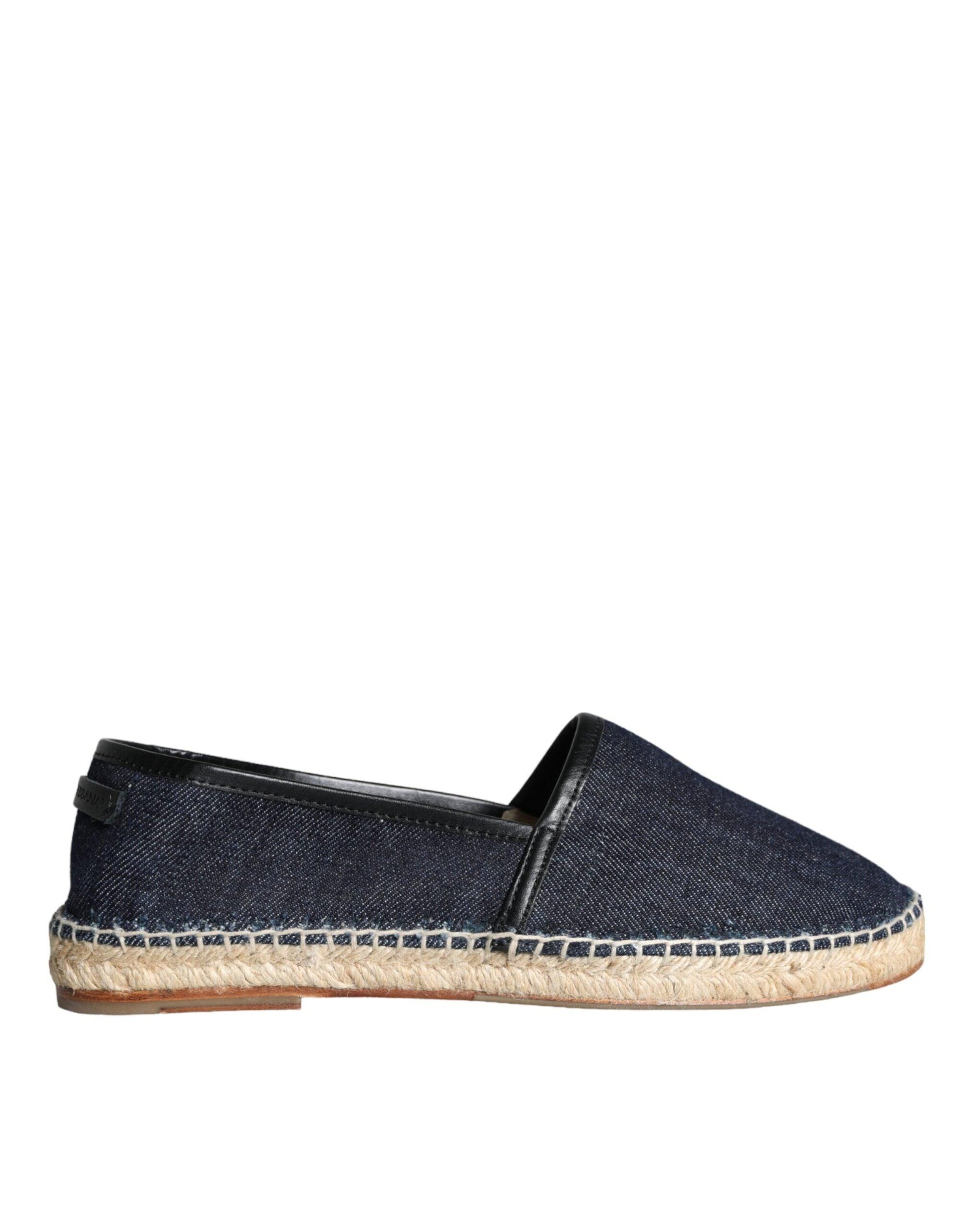 Dolce & Gabbana Blue Denim Cotton Leather Espadrilles Shoes - Arichezz.store