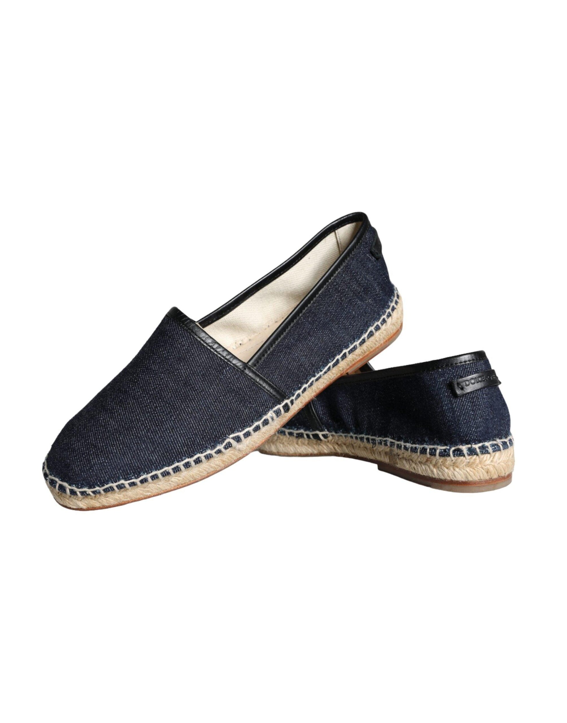 Dolce & Gabbana Blue Denim Cotton Leather Espadrilles Shoes - Arichezz.store