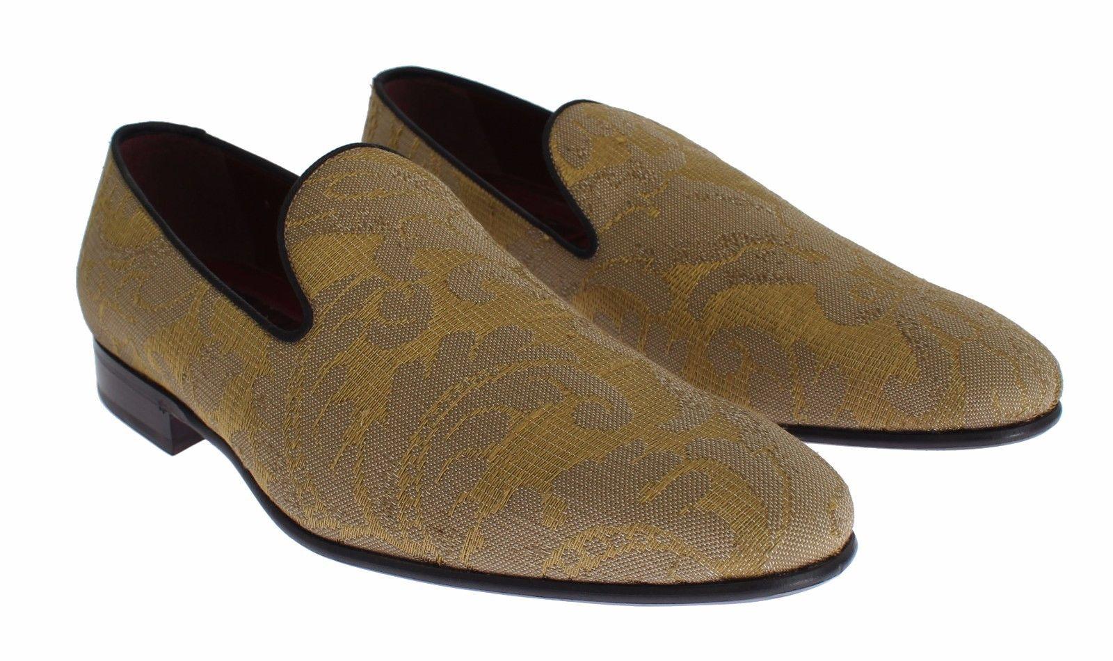 Dolce & Gabbana Golden Baroque Silk Dress Loafers - Arichezz.store