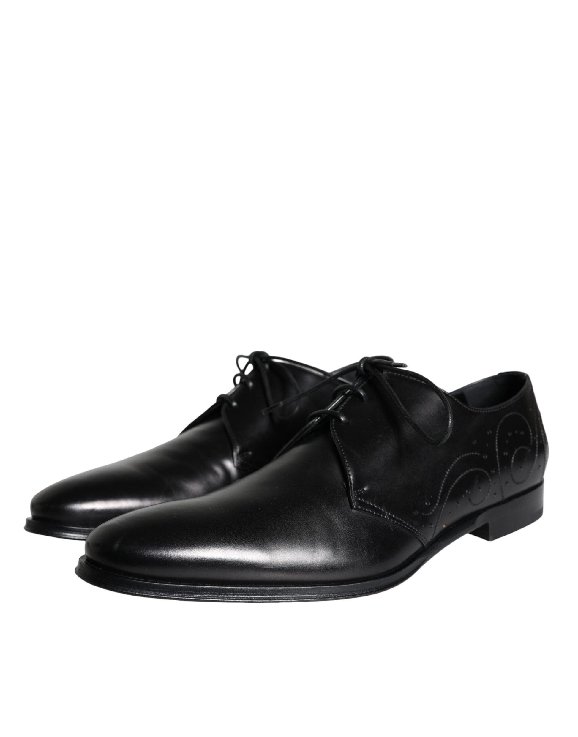 Dolce & Gabbana Black Calfskin Leather Derby Men Dress Shoes - Arichezz.store