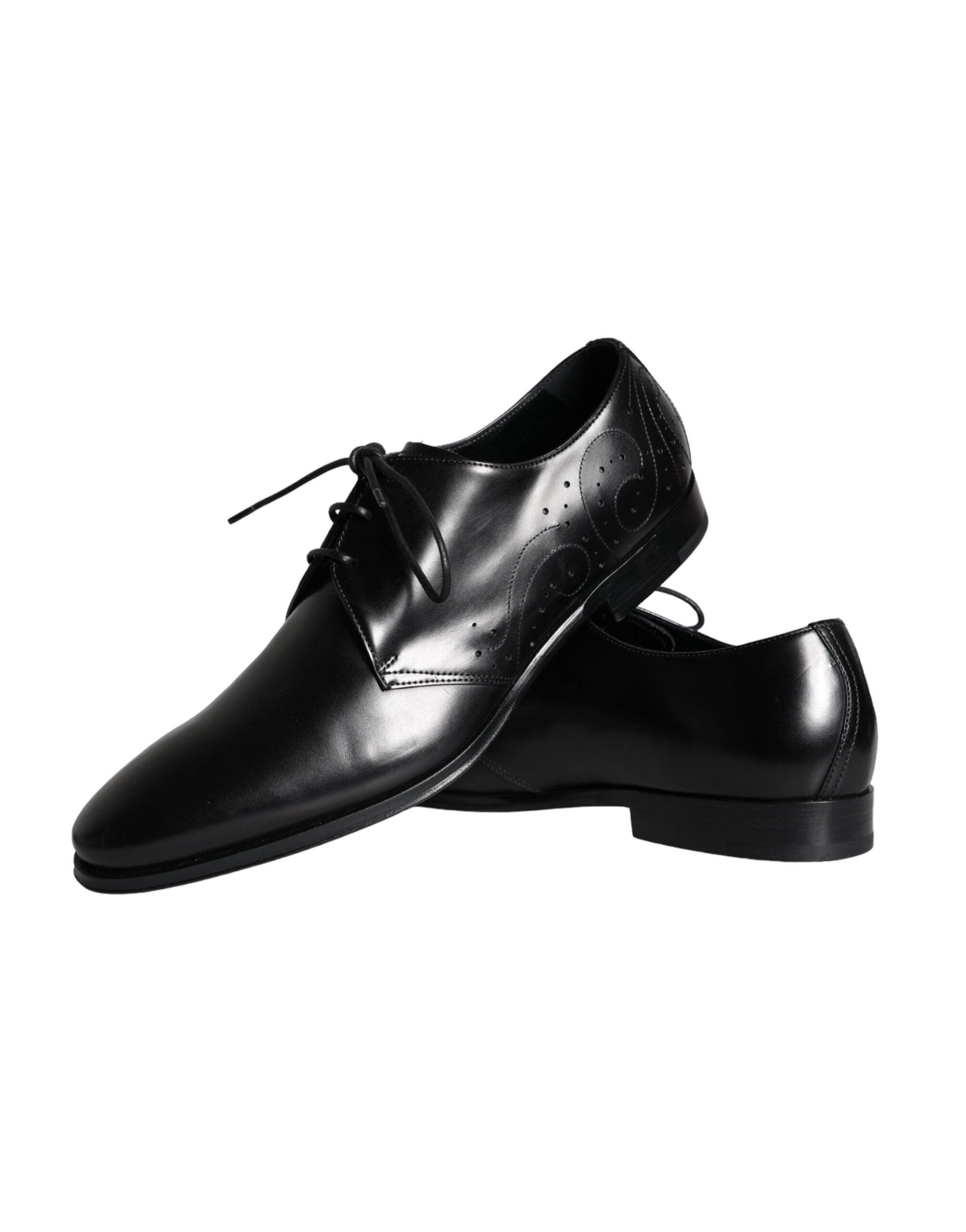 Dolce & Gabbana Black Calfskin Leather Derby Men Dress Shoes - Arichezz.store