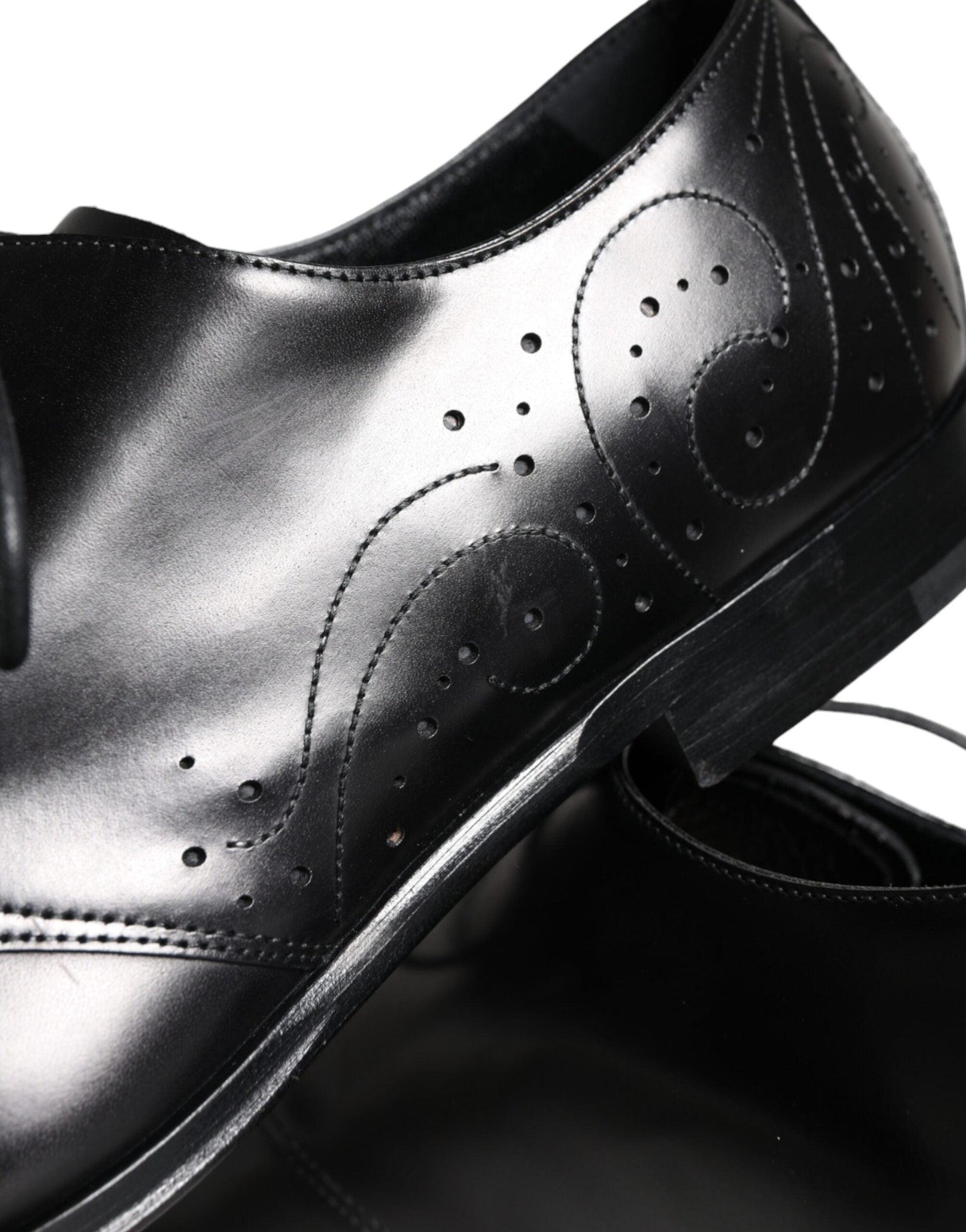 Dolce & Gabbana Black Calfskin Leather Derby Men Dress Shoes - Arichezz.store