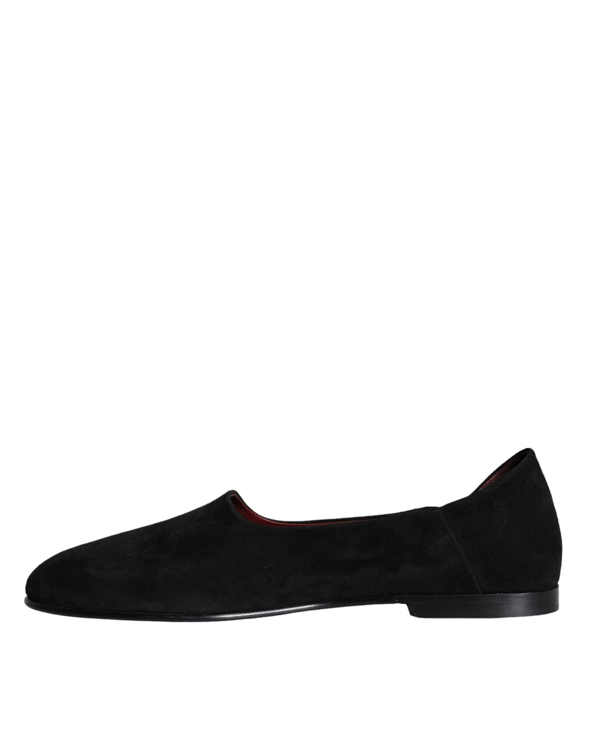 Dolce & Gabbana Black Suede Loafers Formal Slip On Shoes - Arichezz.store