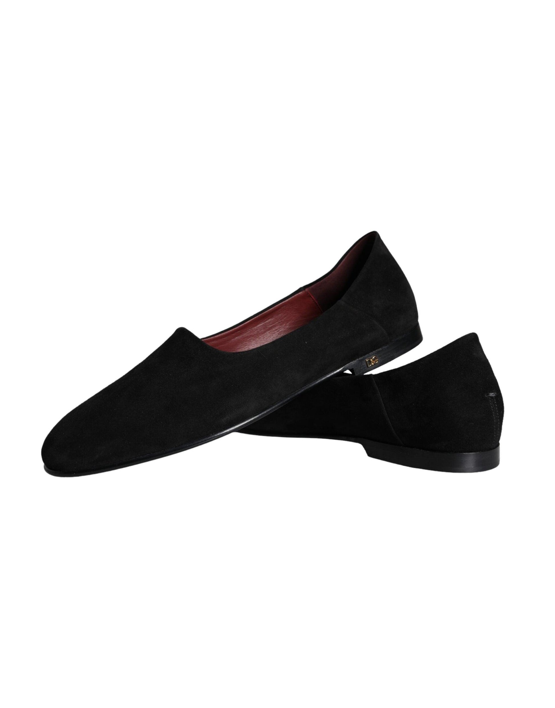 Dolce & Gabbana Black Suede Loafers Formal Slip On Shoes - Arichezz.store