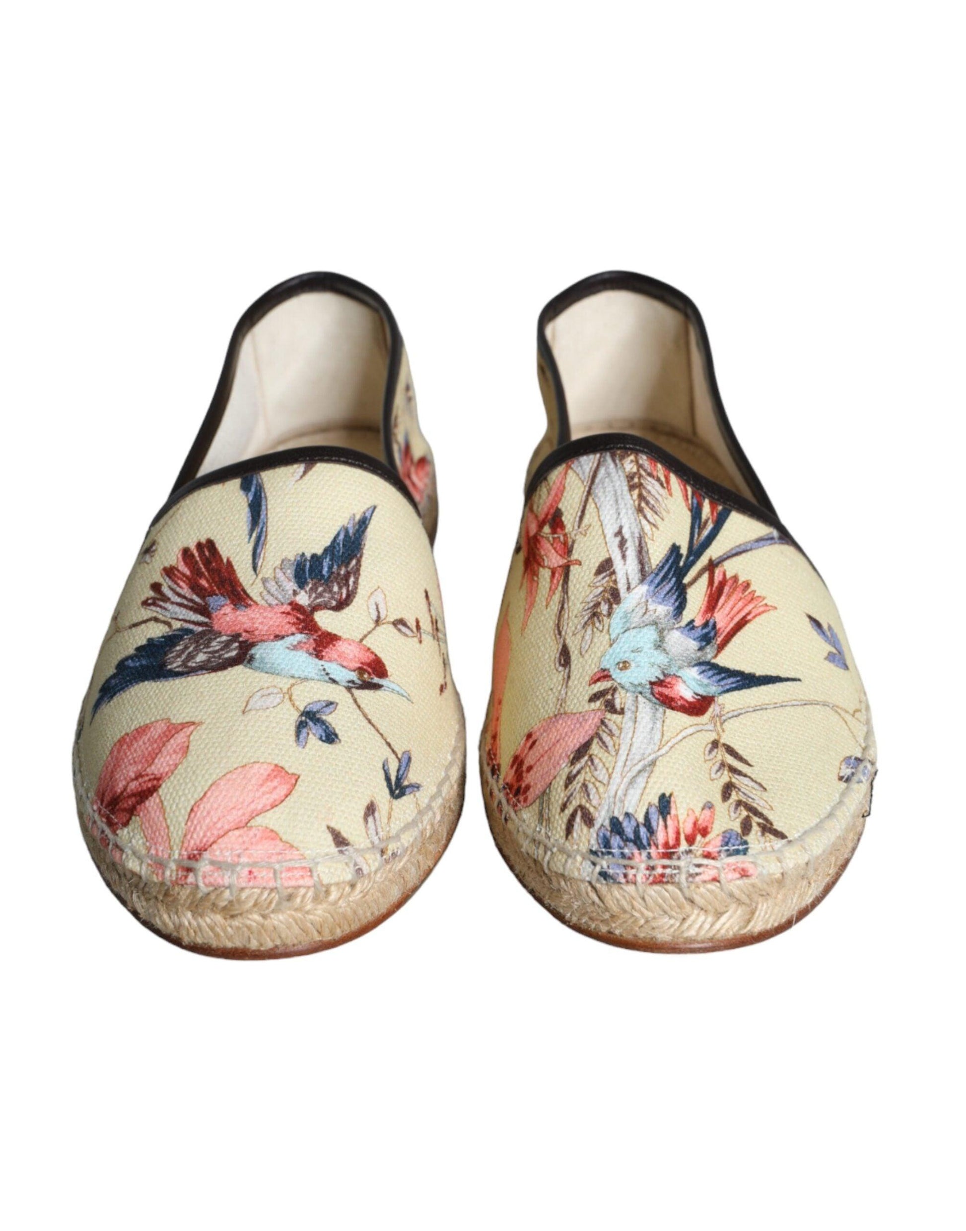 Dolce & Gabbana Beige Floral Canvas Espadrilles Slip On Shoes - Arichezz.store