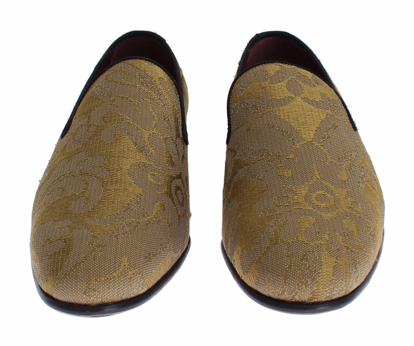 Dolce & Gabbana Golden Baroque Silk Dress Loafers - Arichezz.store