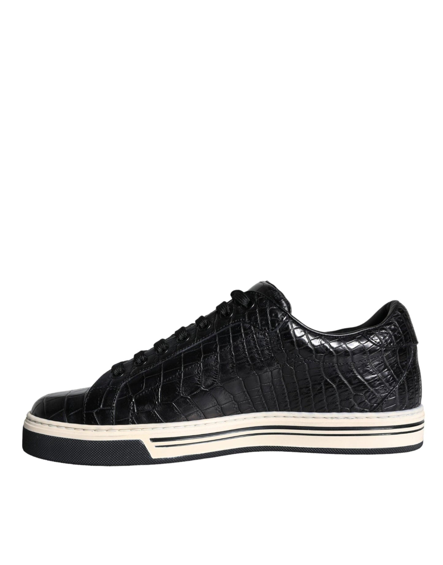 Dolce & Gabbana Black Leather Men Low Top Sneakers Shoes - Arichezz.store