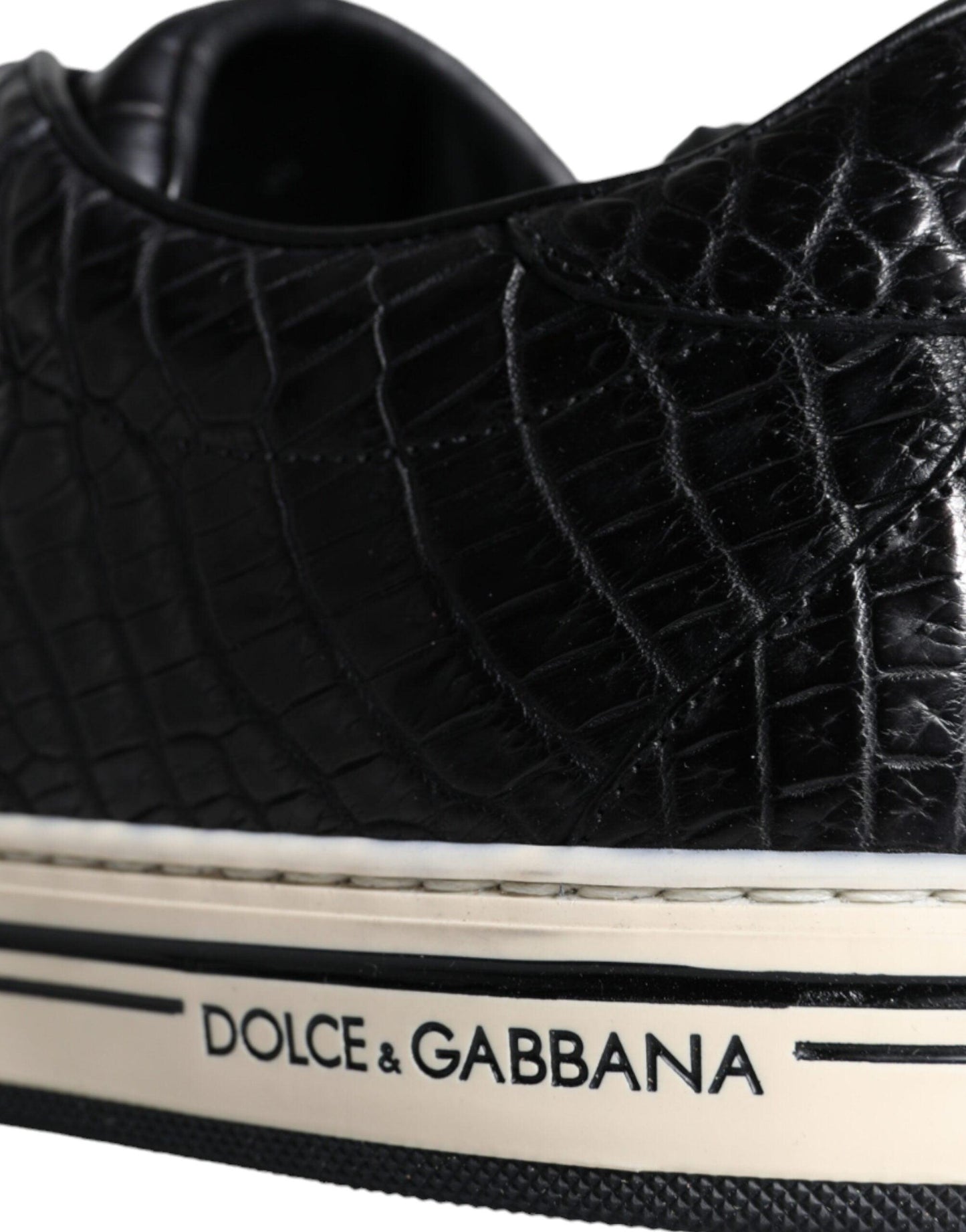 Dolce & Gabbana Black Leather Men Low Top Sneakers Shoes - Arichezz.store