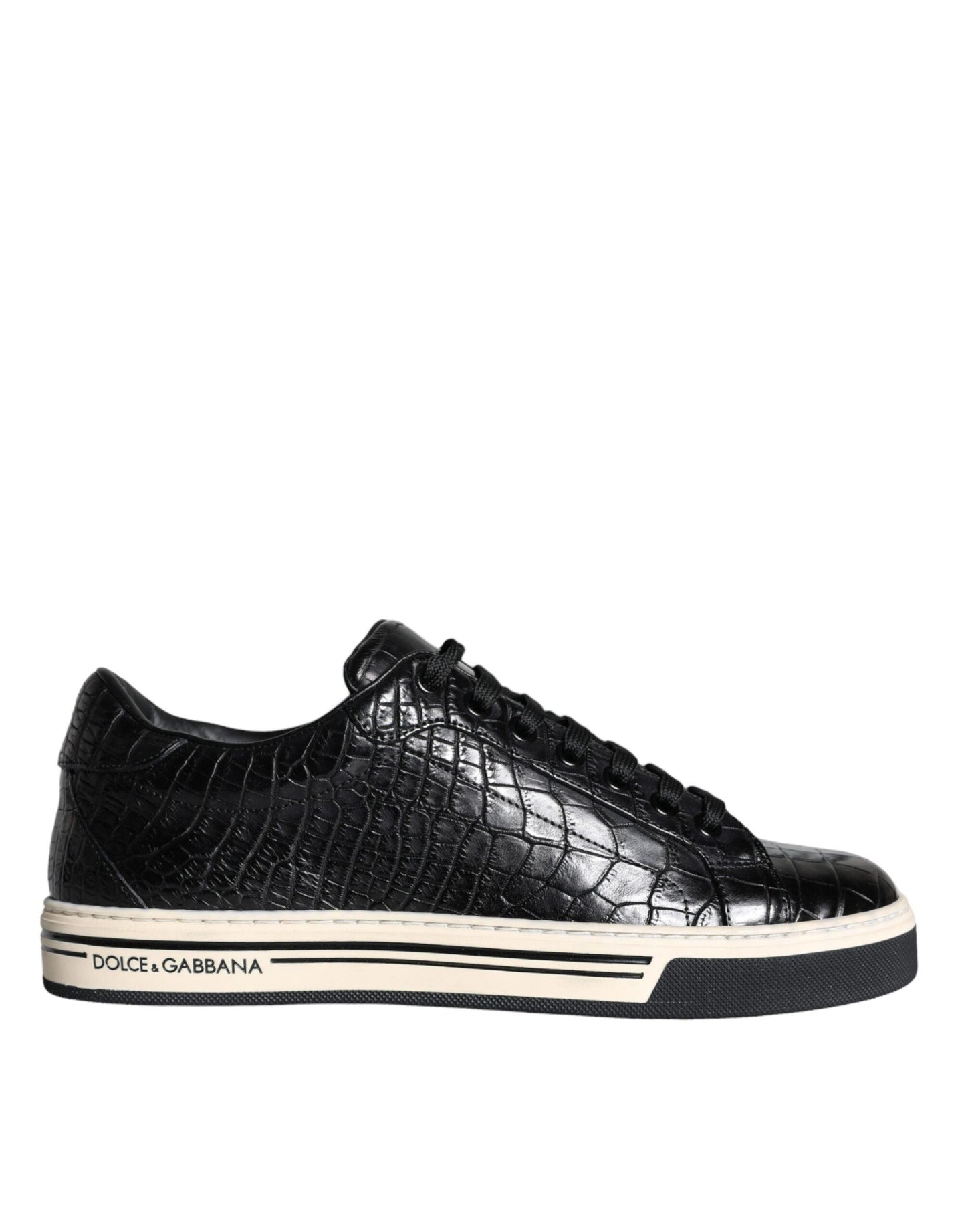 Dolce & Gabbana Black Leather Men Low Top Sneakers Shoes - Arichezz.store