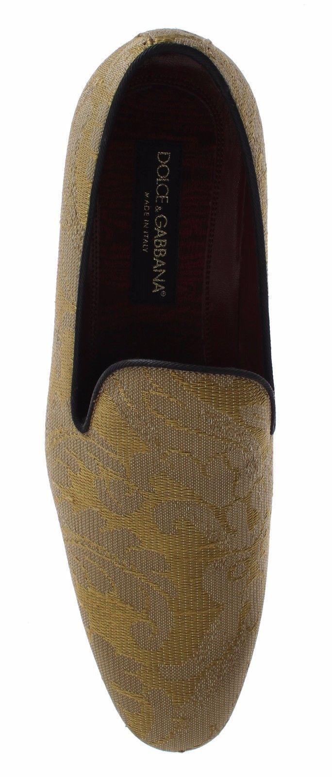 Dolce & Gabbana Golden Baroque Silk Dress Loafers - Arichezz.store