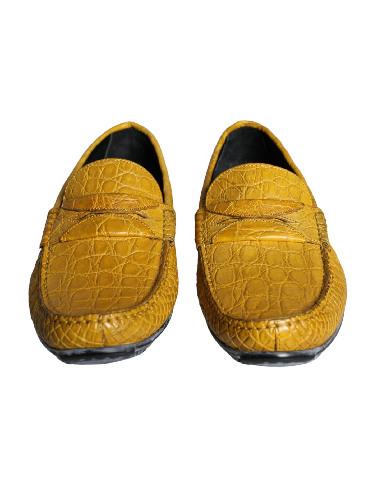 Dolce & Gabbana Yellow Leather Slip Mocassin Loafers Shoes - Arichezz.store