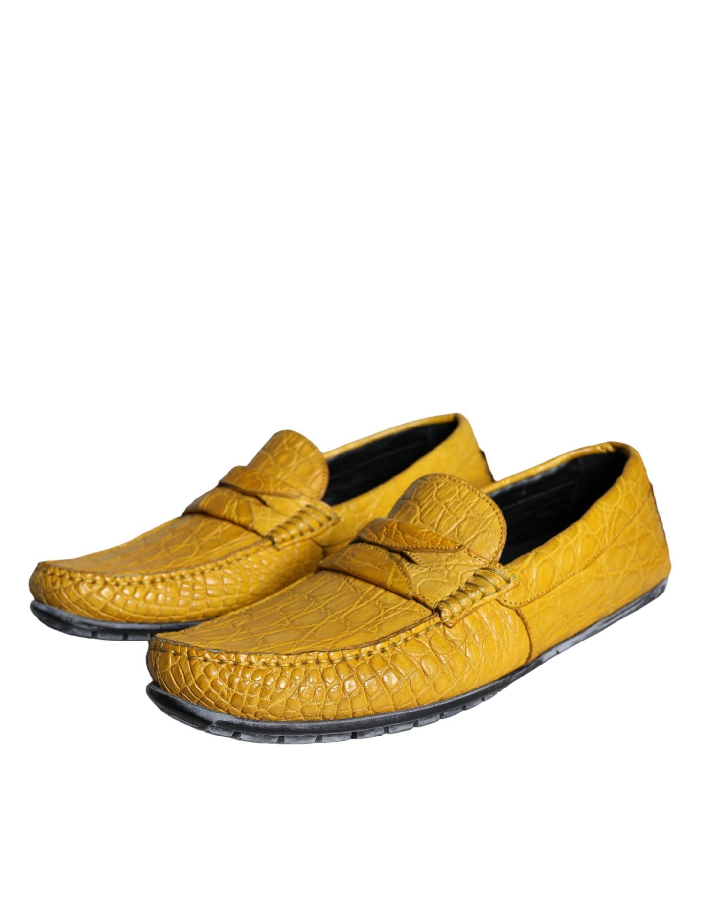 Dolce & Gabbana Yellow Leather Slip Mocassin Loafers Shoes - Arichezz.store