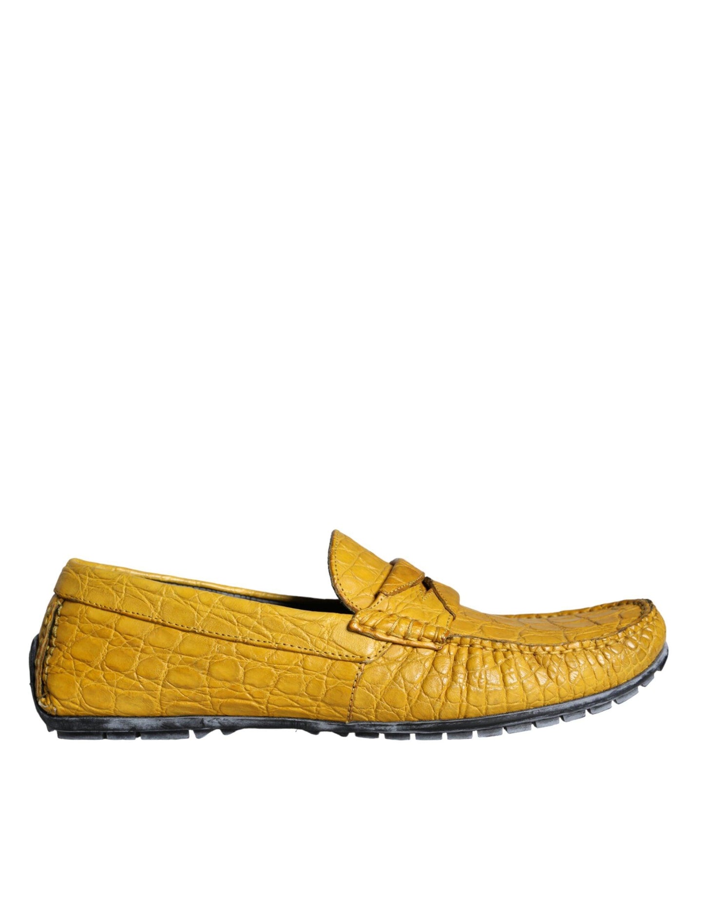 Dolce & Gabbana Yellow Leather Slip Mocassin Loafers Shoes - Arichezz.store