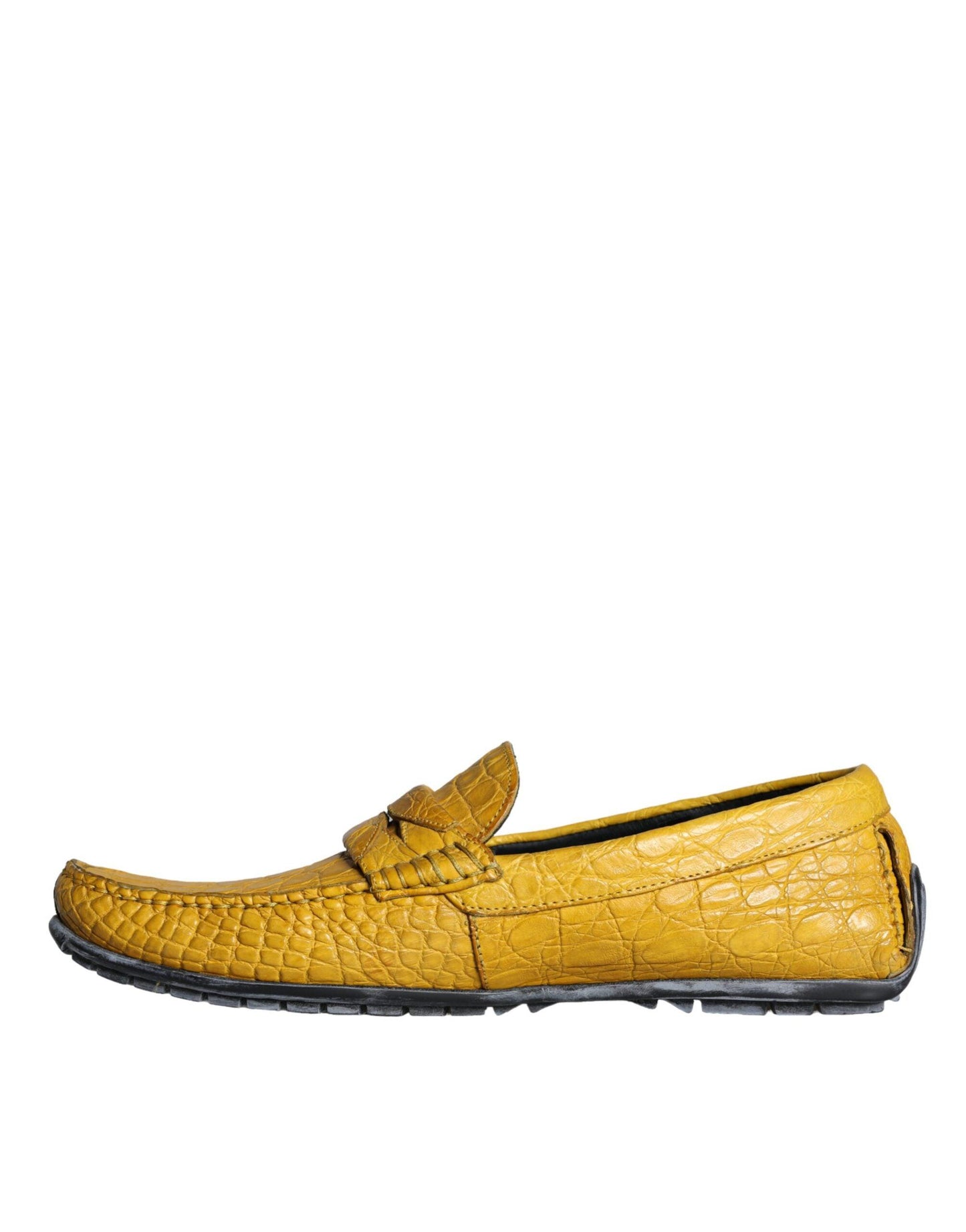 Dolce & Gabbana Yellow Leather Slip Mocassin Loafers Shoes - Arichezz.store