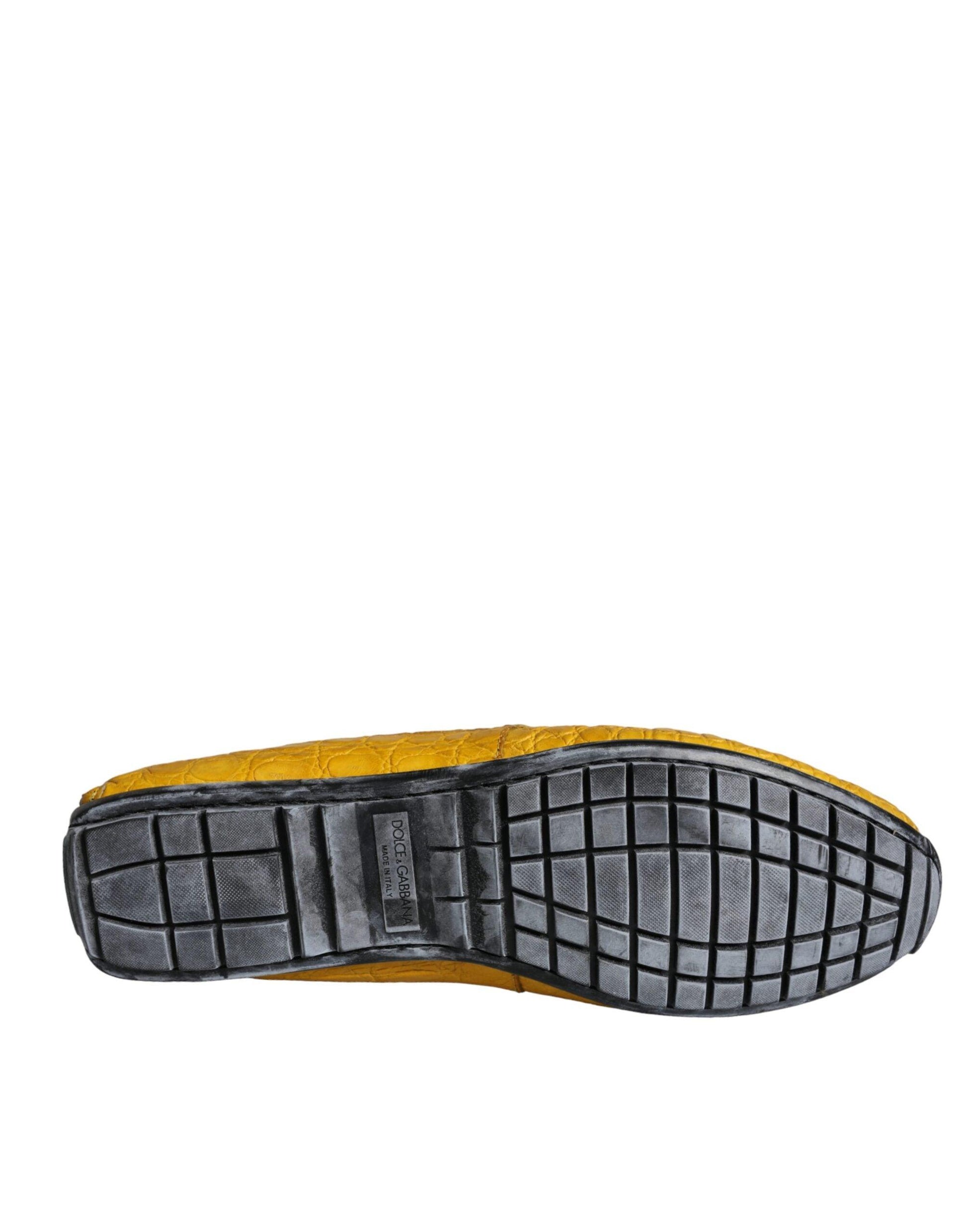 Dolce & Gabbana Yellow Leather Slip Mocassin Loafers Shoes - Arichezz.store