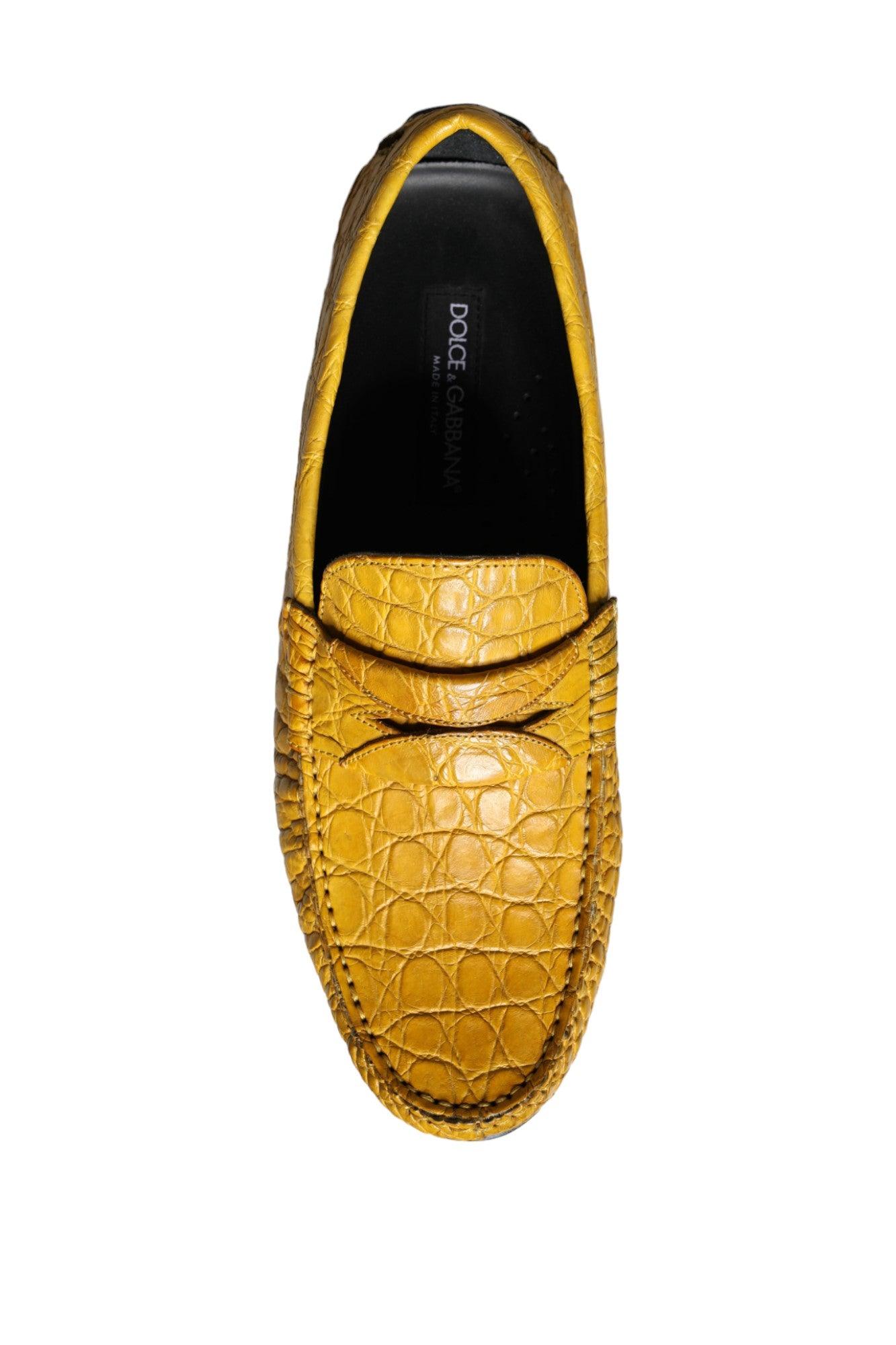 Dolce & Gabbana Yellow Leather Slip Mocassin Loafers Shoes - Arichezz.store