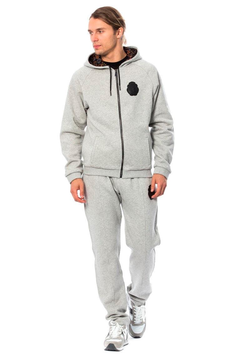 Billionaire Italian Couture Elegant Gray Hooded Cotton Sweatsuit - Arichezz.store