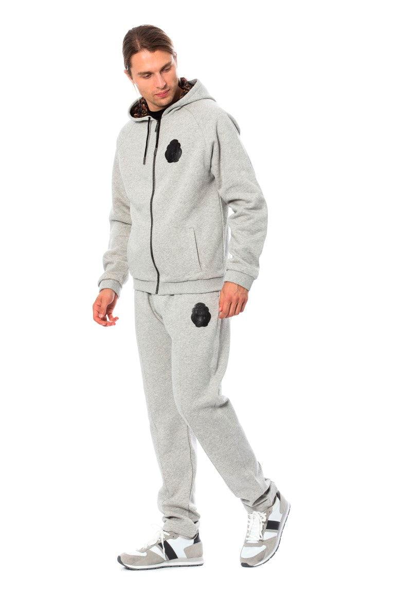 Billionaire Italian Couture Elegant Gray Hooded Cotton Sweatsuit - Arichezz.store