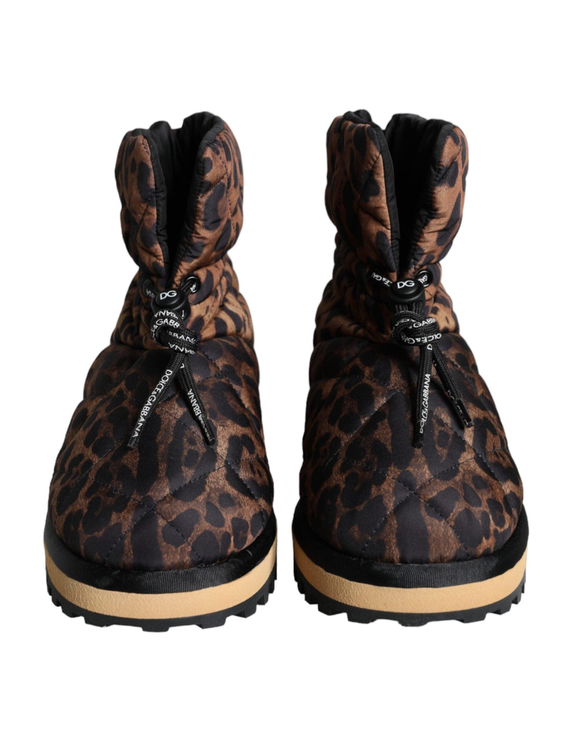 Dolce & Gabbana Brown Leopard Ankle Boots Padded Shoes - Arichezz.store