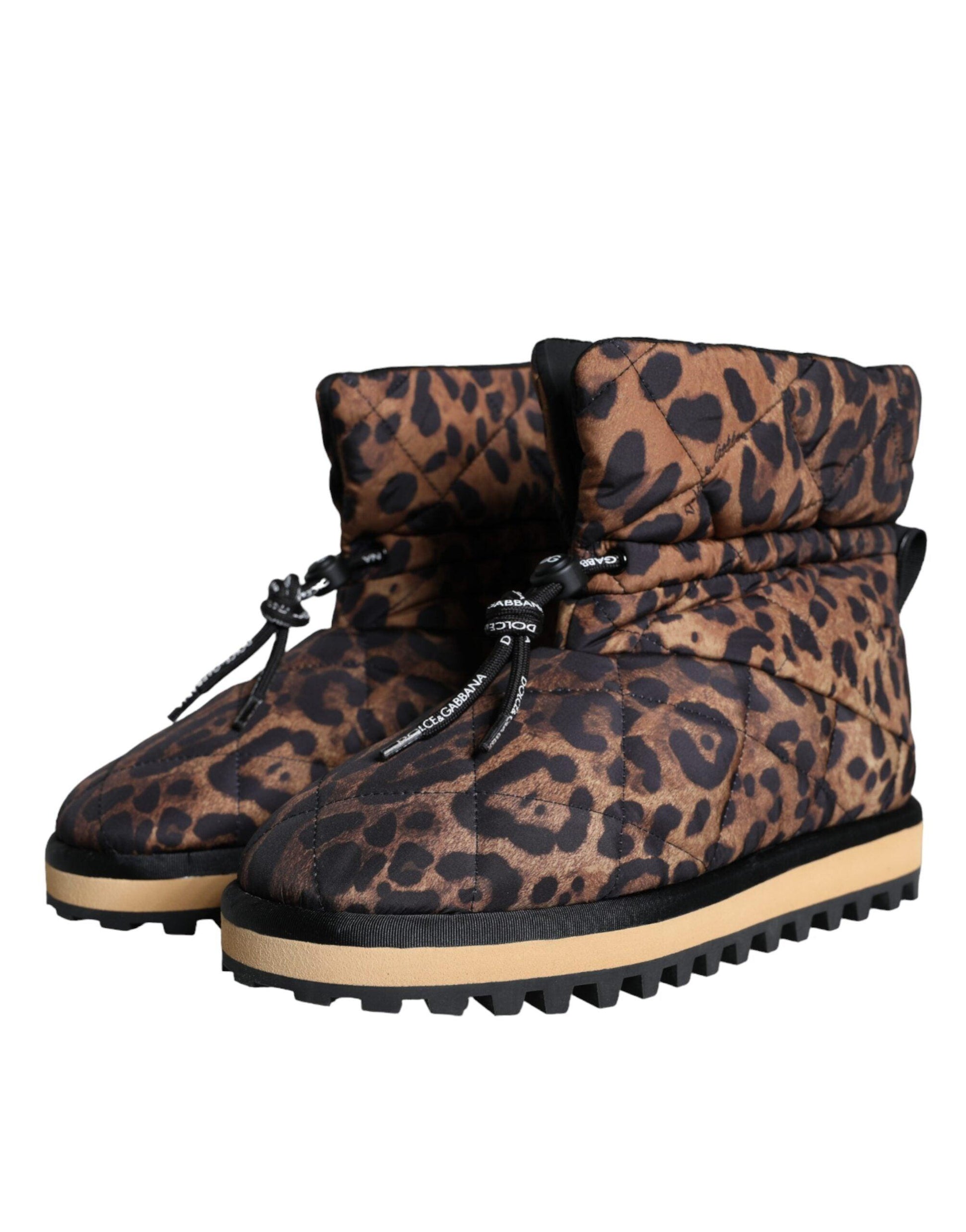 Dolce & Gabbana Brown Leopard Ankle Boots Padded Shoes - Arichezz.store