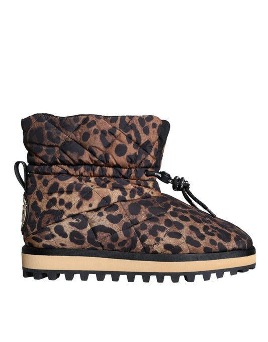 Dolce & Gabbana Brown Leopard Ankle Boots Padded Shoes - Arichezz.store