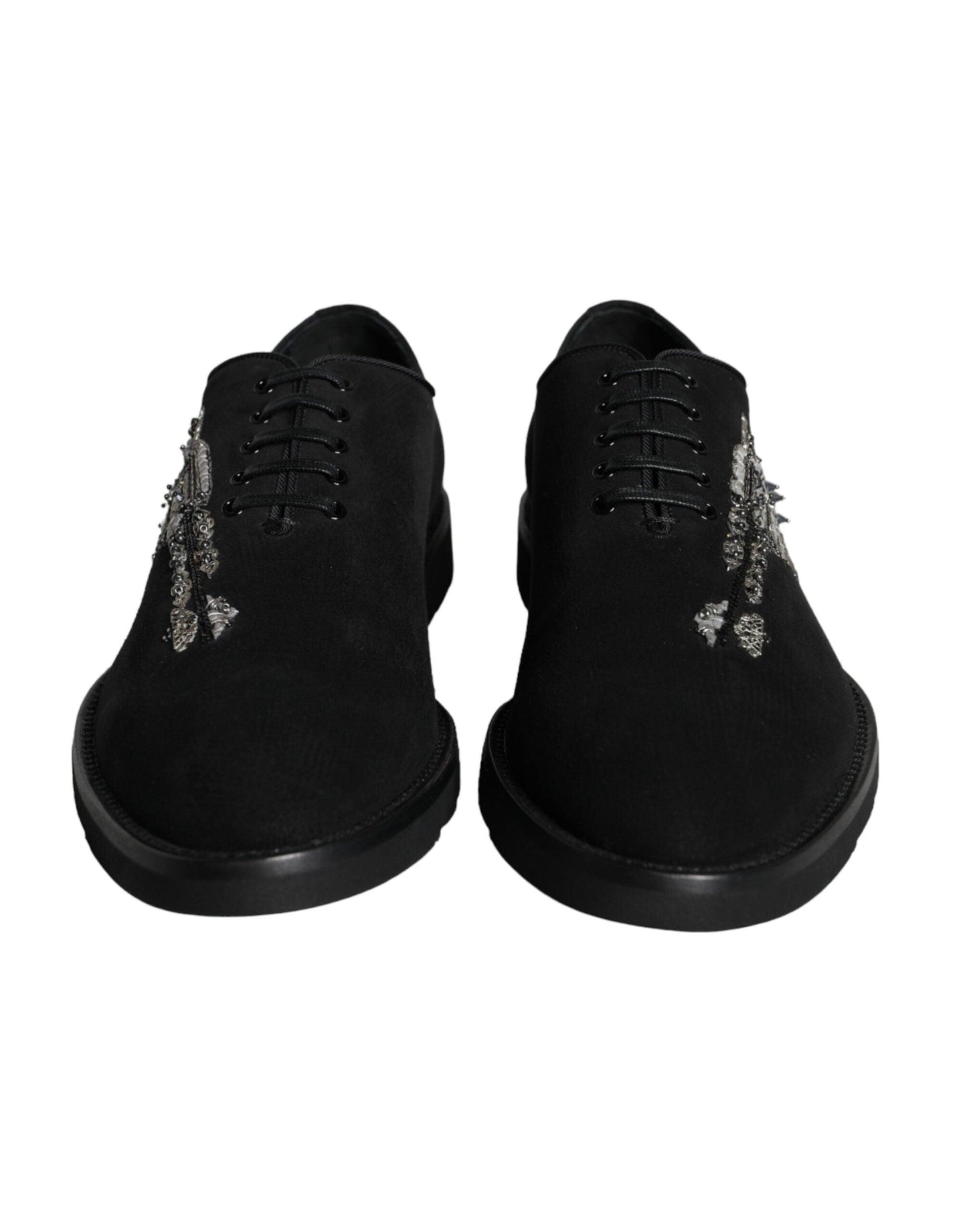 Dolce & Gabbana Black Suede Sicilia Lace Up Formal Shoes - Arichezz.store