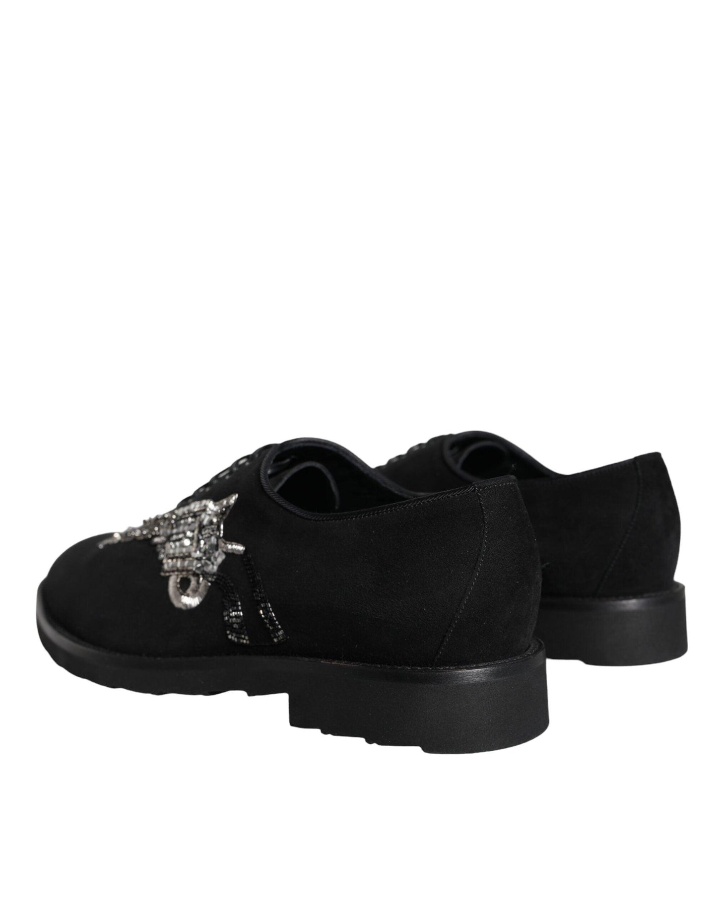 Dolce & Gabbana Black Suede Sicilia Lace Up Formal Shoes - Arichezz.store