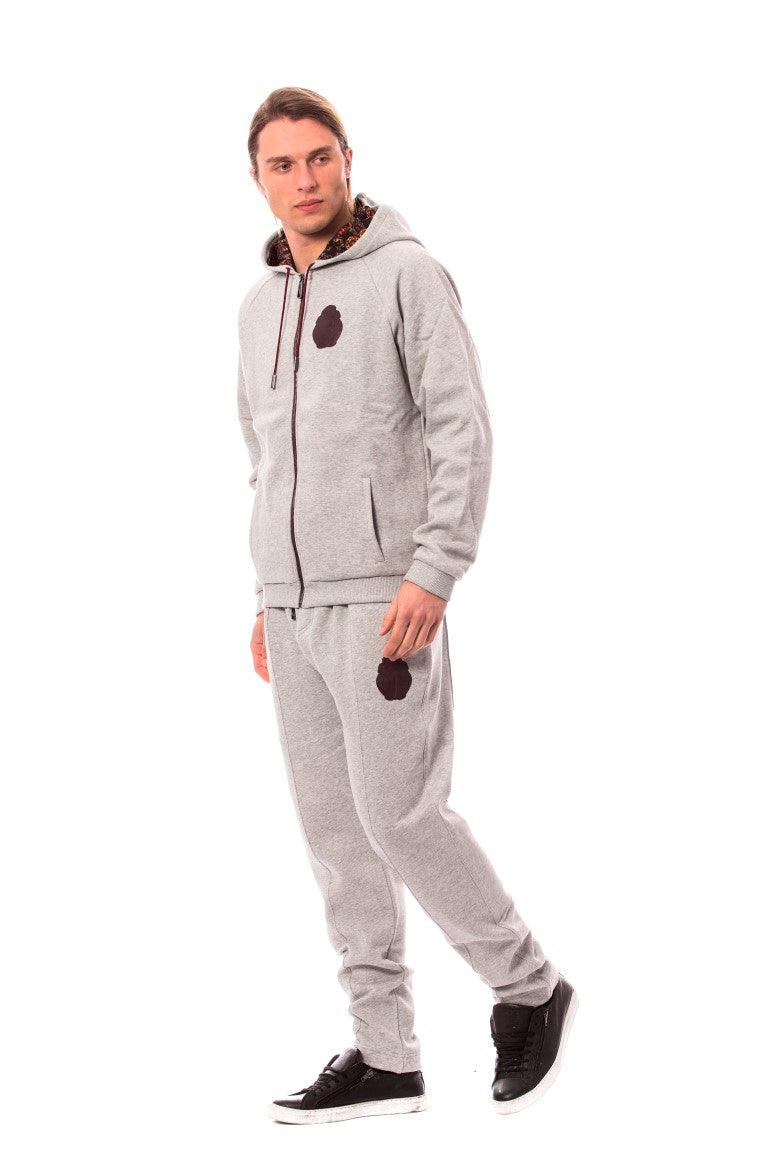 Billionaire Italian Couture Elegant Gray Cotton Sweatsuit Ensemble - Arichezz.store