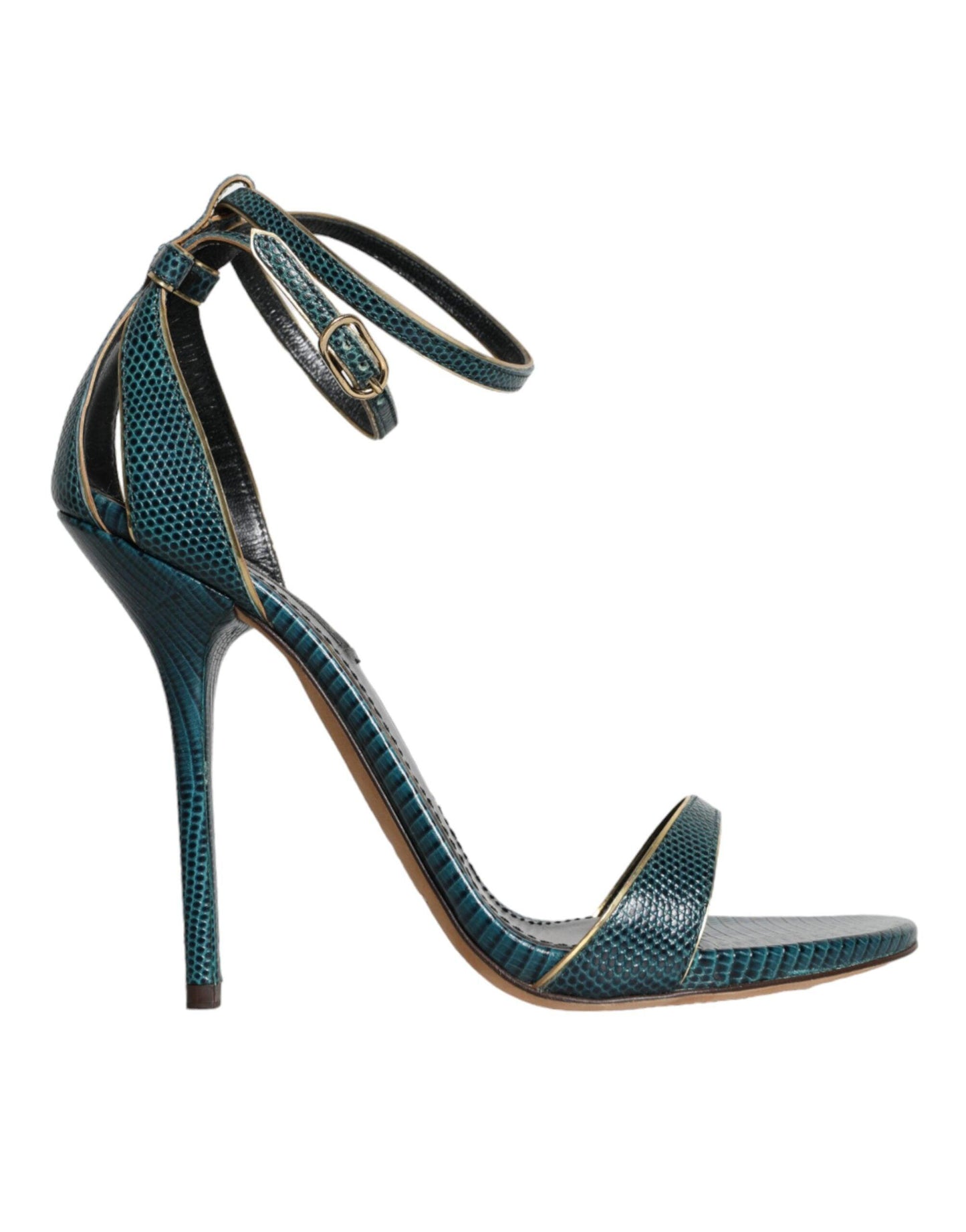 Dolce & Gabbana Dark Green Calf Leather Heels Sandals Shoes - Arichezz.store