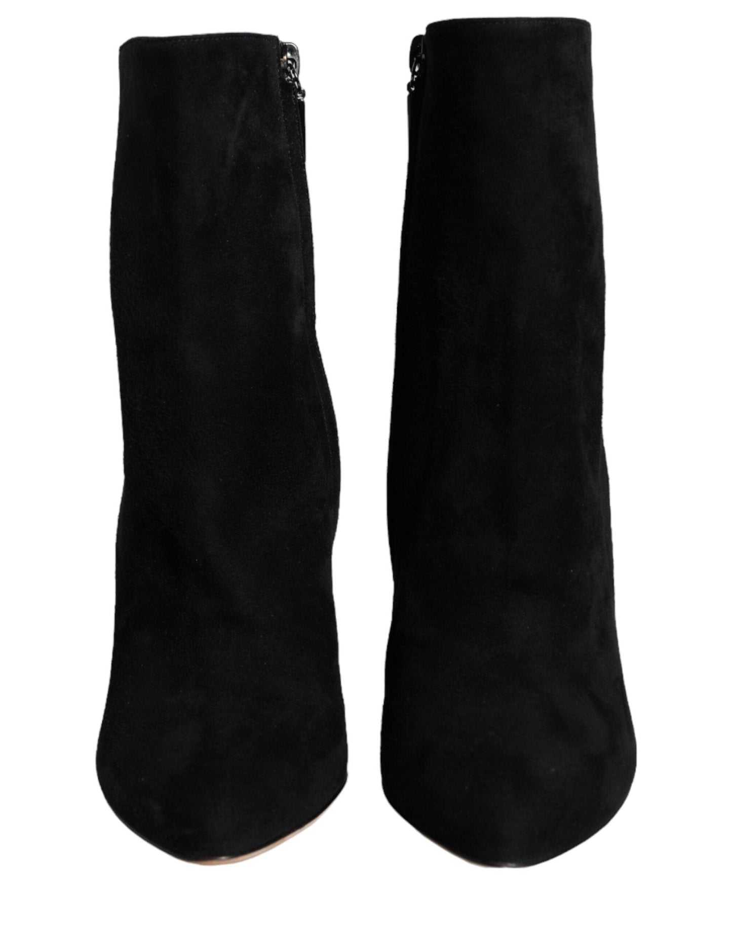 Dolce & Gabbana Black Suede Leather Mid Calf Boots Shoes - Arichezz.store