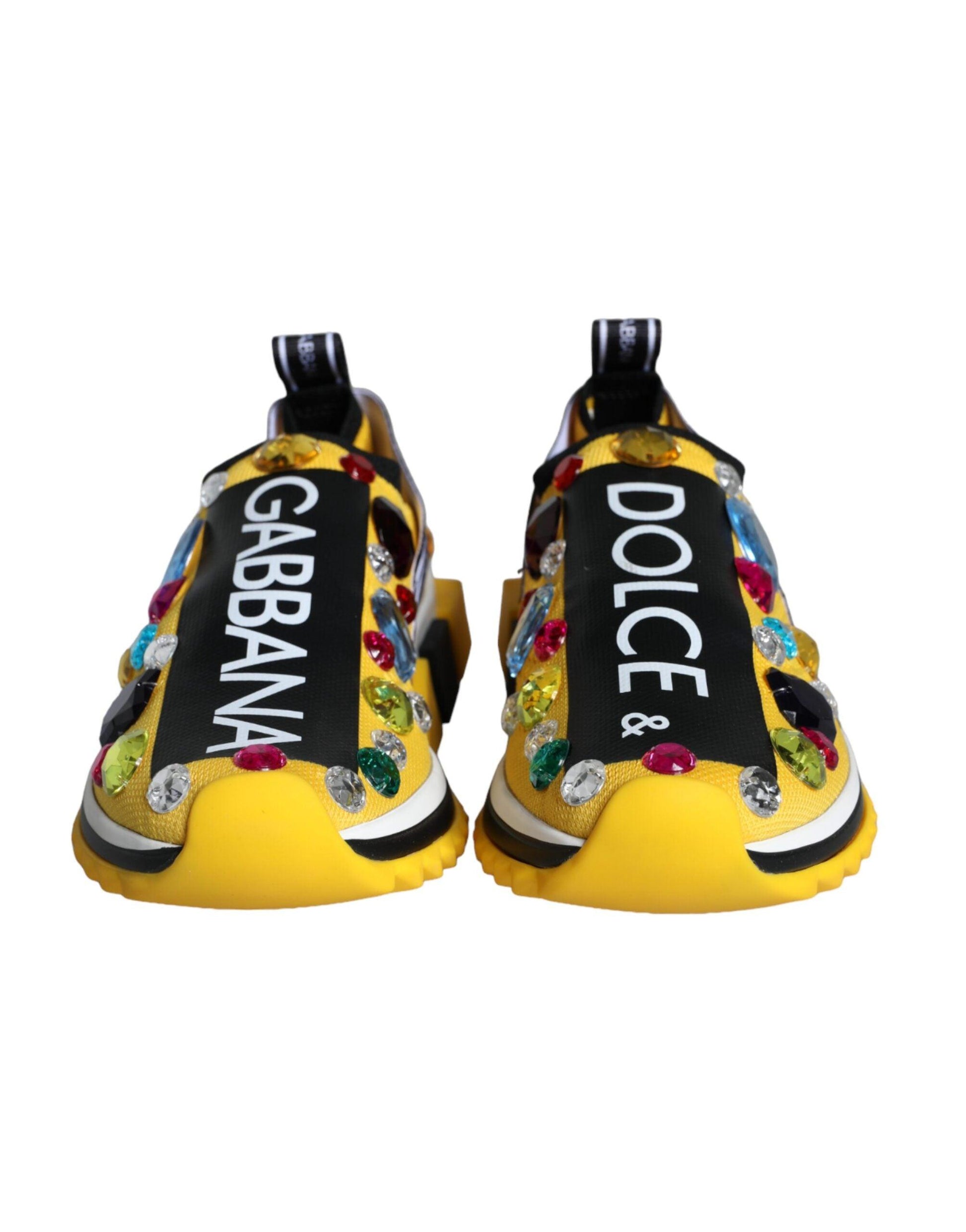 Dolce & Gabbana Yellow Sorrento Crystals Sneakers Womens Shoes - Arichezz.store