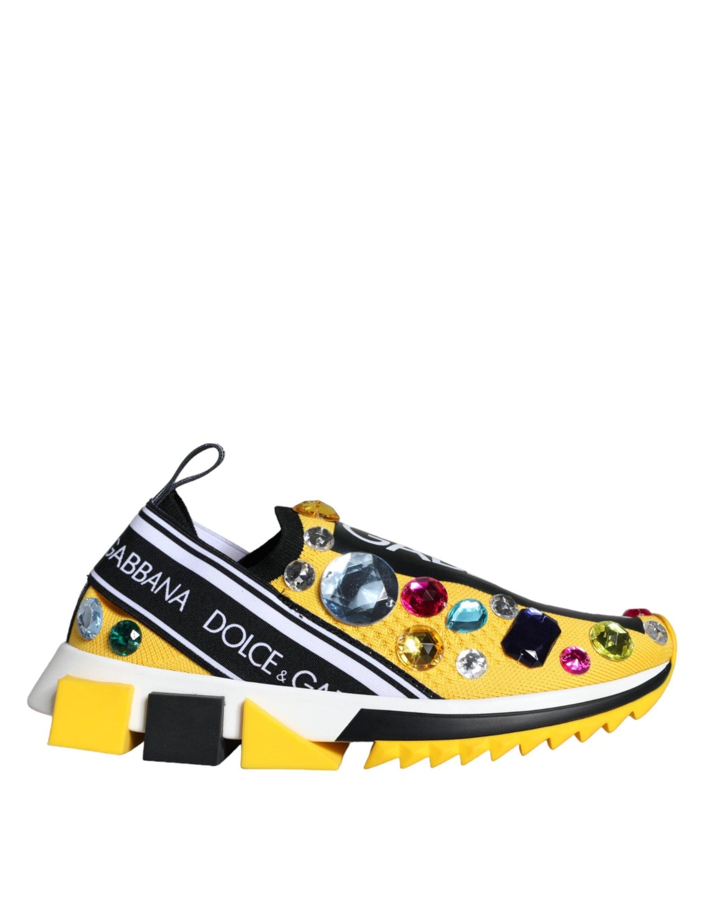 Dolce & Gabbana Yellow Sorrento Crystals Sneakers Womens Shoes - Arichezz.store