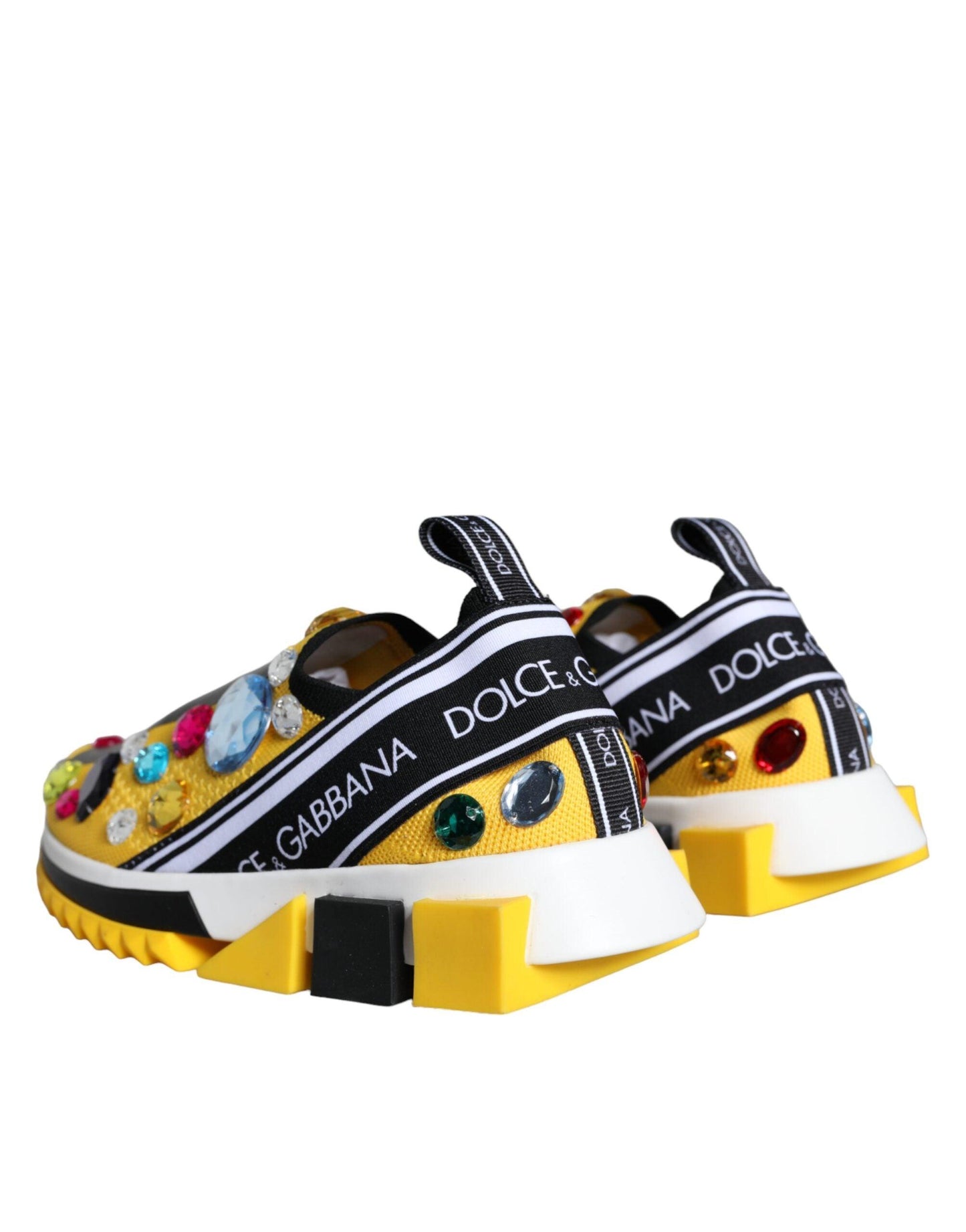 Dolce & Gabbana Yellow Sorrento Crystals Sneakers Womens Shoes - Arichezz.store