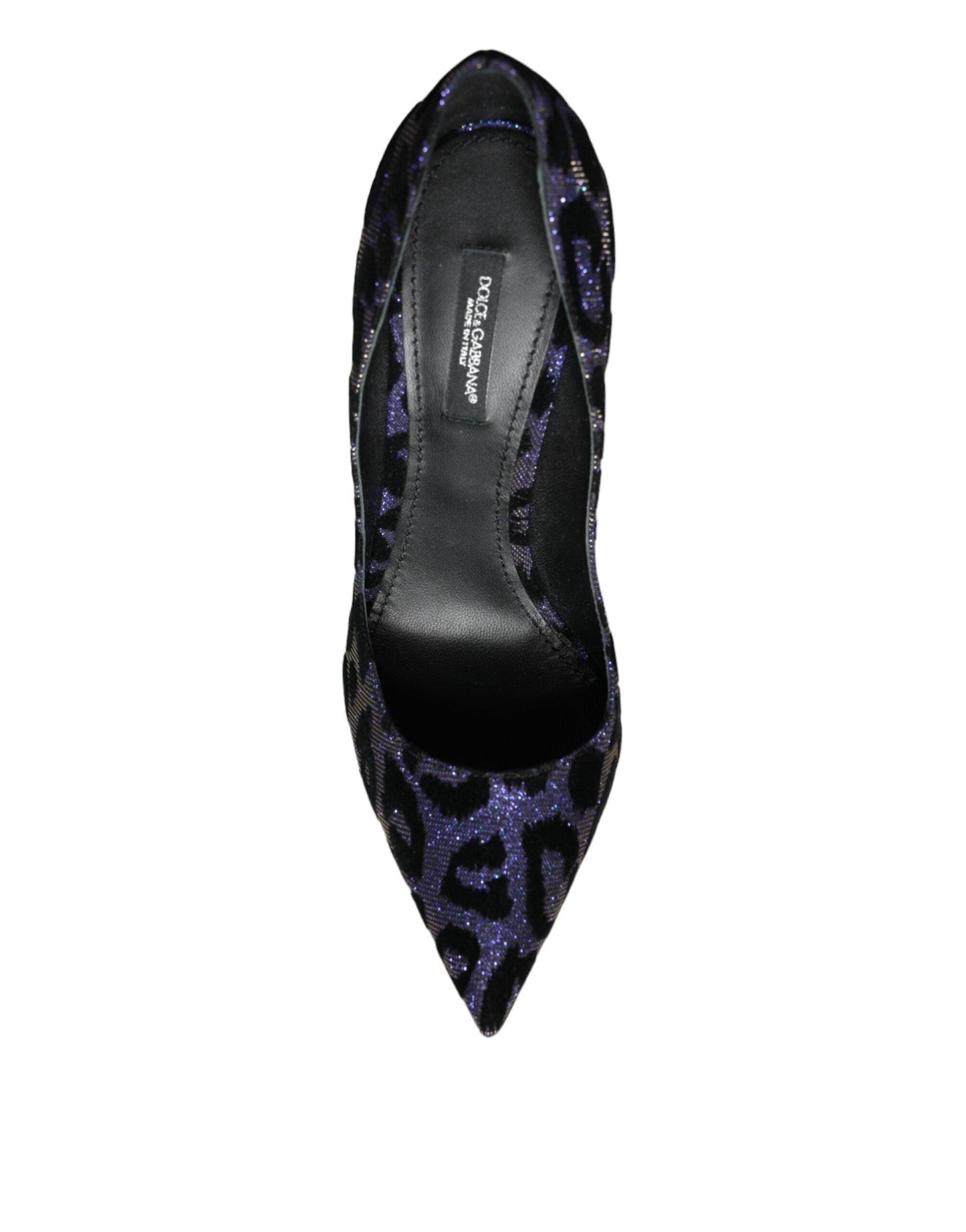 Dolce & Gabbana Dark Blue Leopard Lurex Heels Pumps Shoes - Arichezz.store