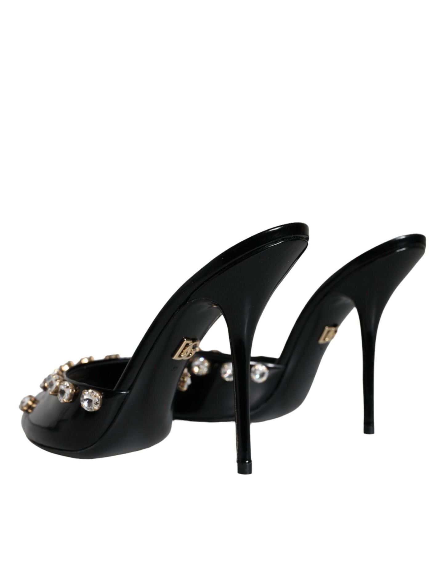 Dolce & Gabbana Black Crystal Heels Keira Sandals Shoes - Arichezz.store