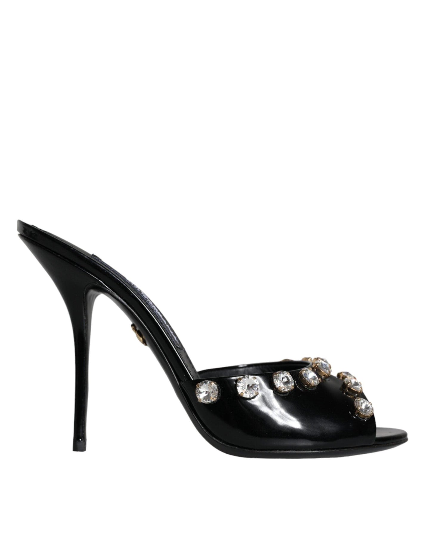 Dolce & Gabbana Black Crystal Heels Keira Sandals Shoes - Arichezz.store