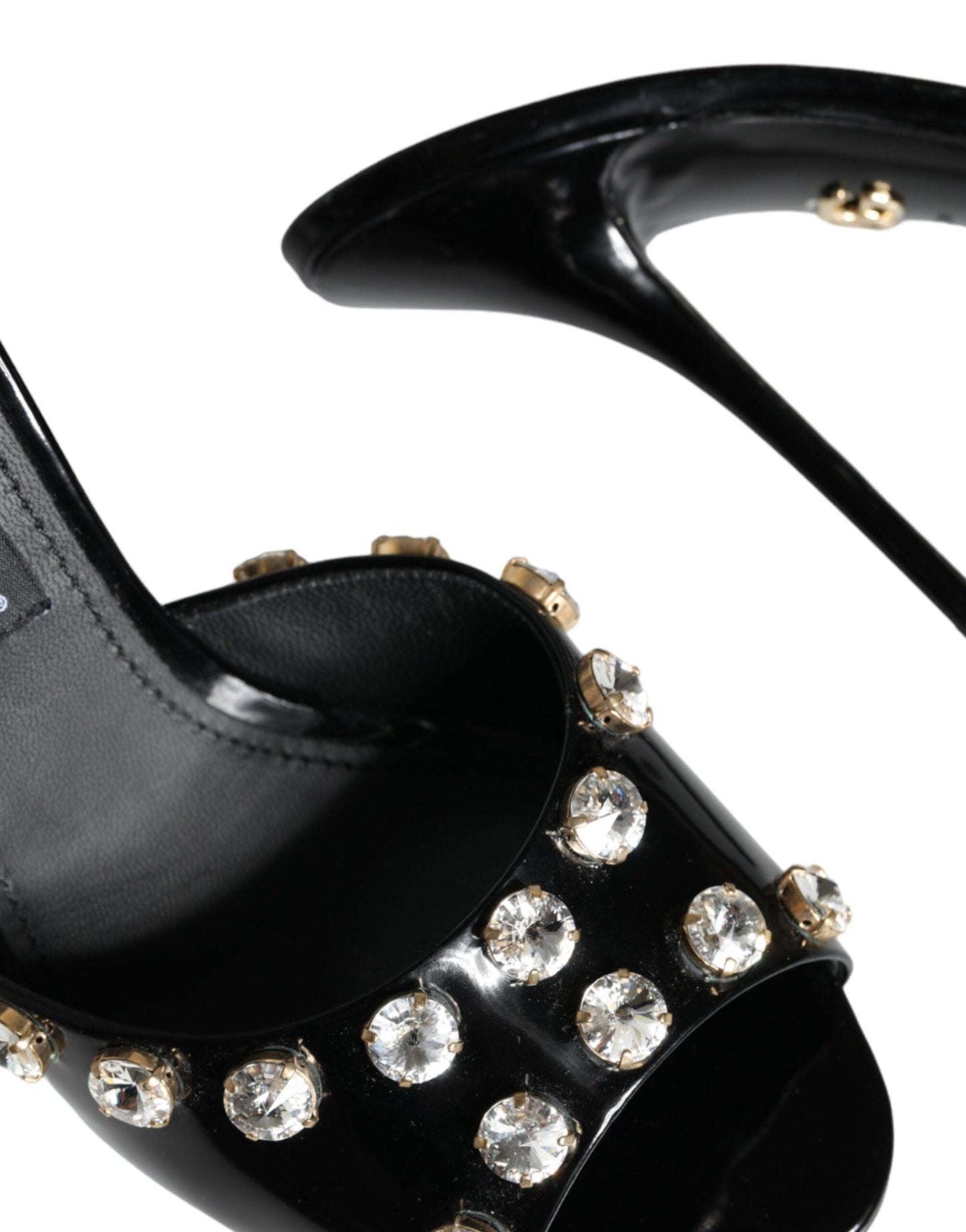 Dolce & Gabbana Black Crystal Heels Keira Sandals Shoes - Arichezz.store