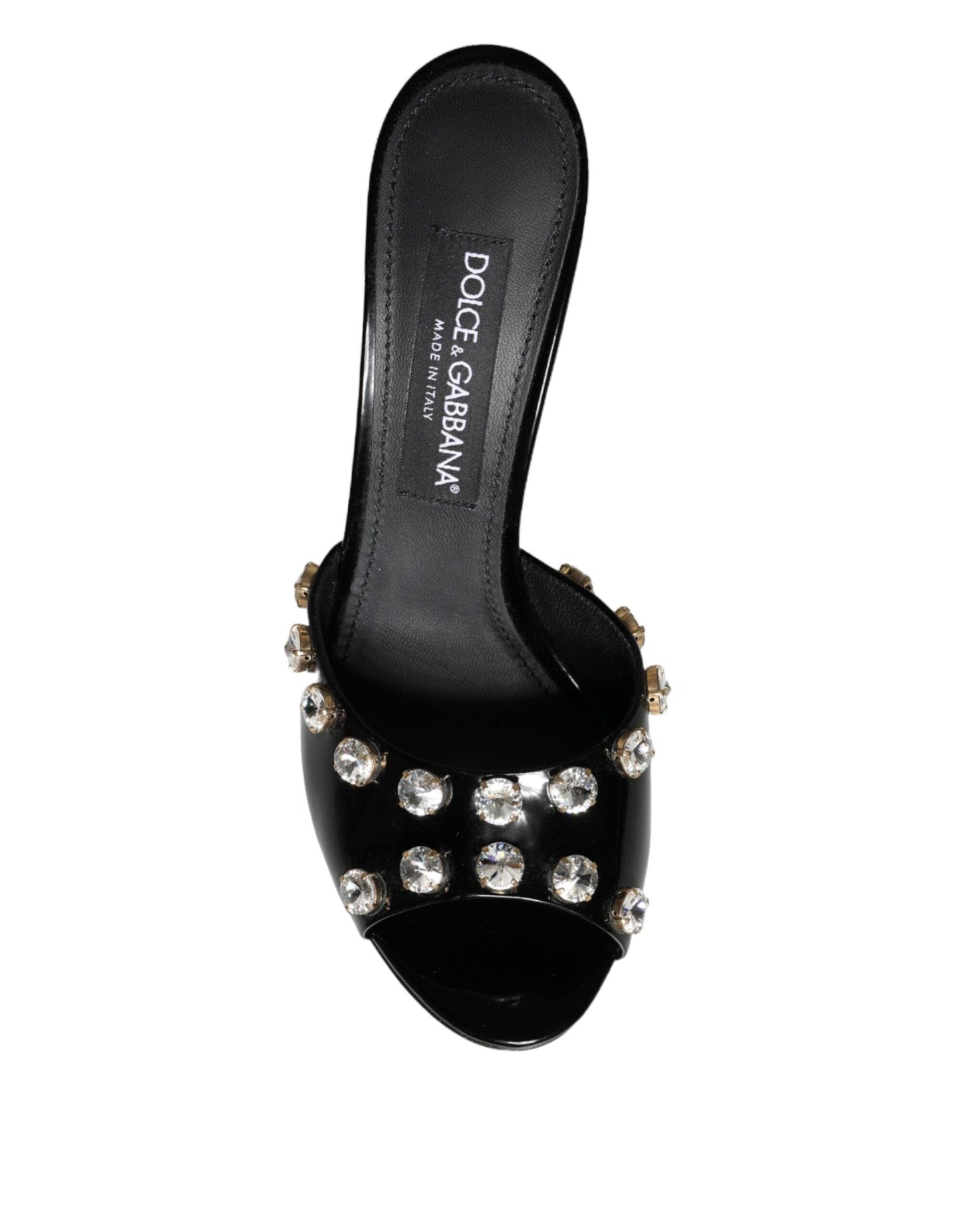 Dolce & Gabbana Black Crystal Heels Keira Sandals Shoes - Arichezz.store